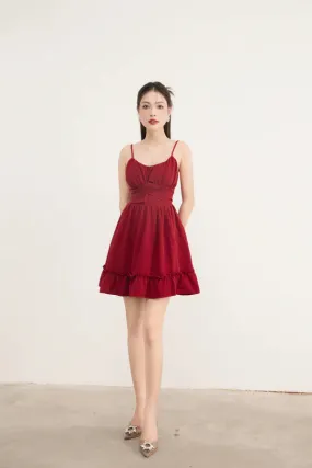 Jesminlia Babydoll Dress - Burgundy