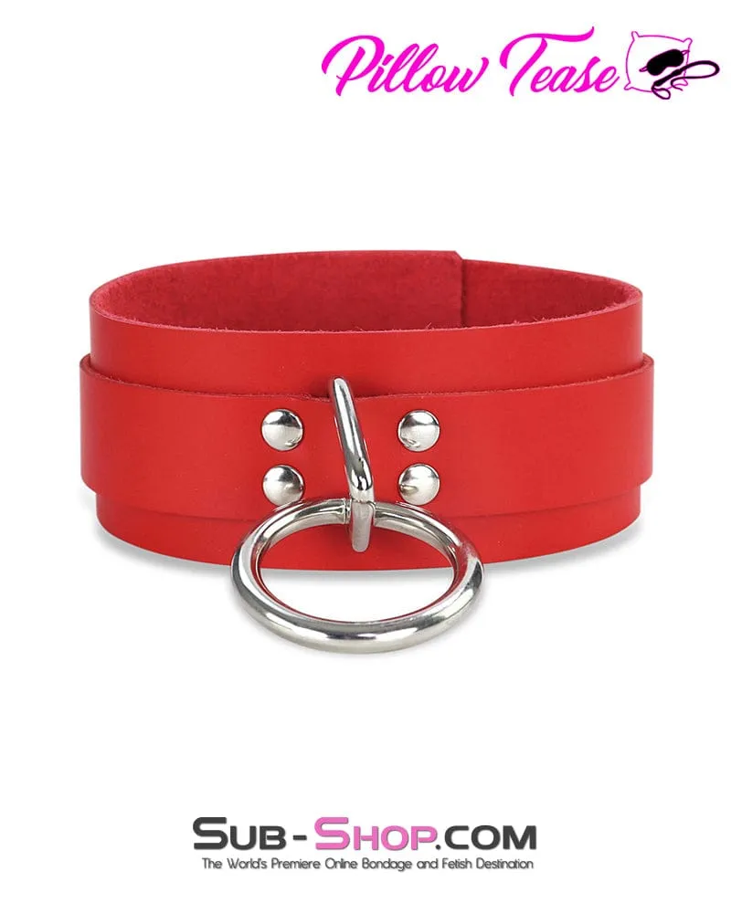 9082A      Hand Crafted Leather Red Fantasy Bondage Collar - MEGA Deal