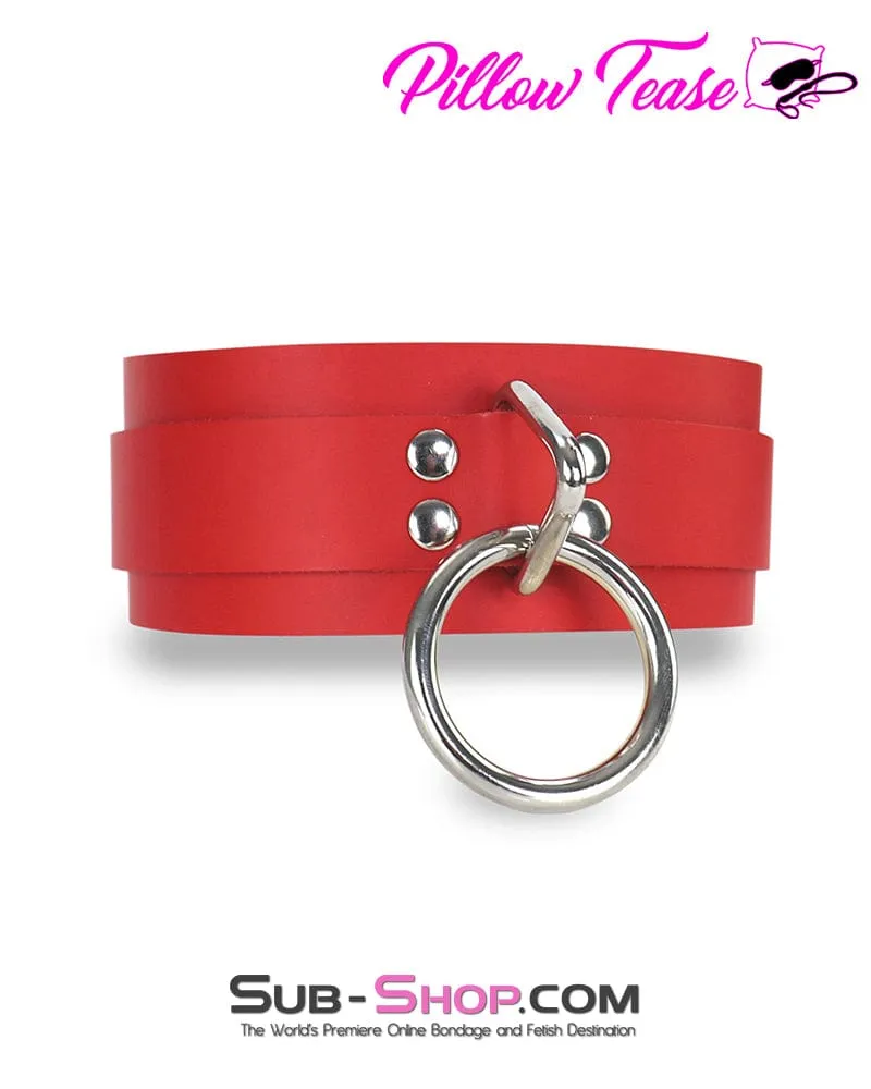 9082A      Hand Crafted Leather Red Fantasy Bondage Collar - MEGA Deal