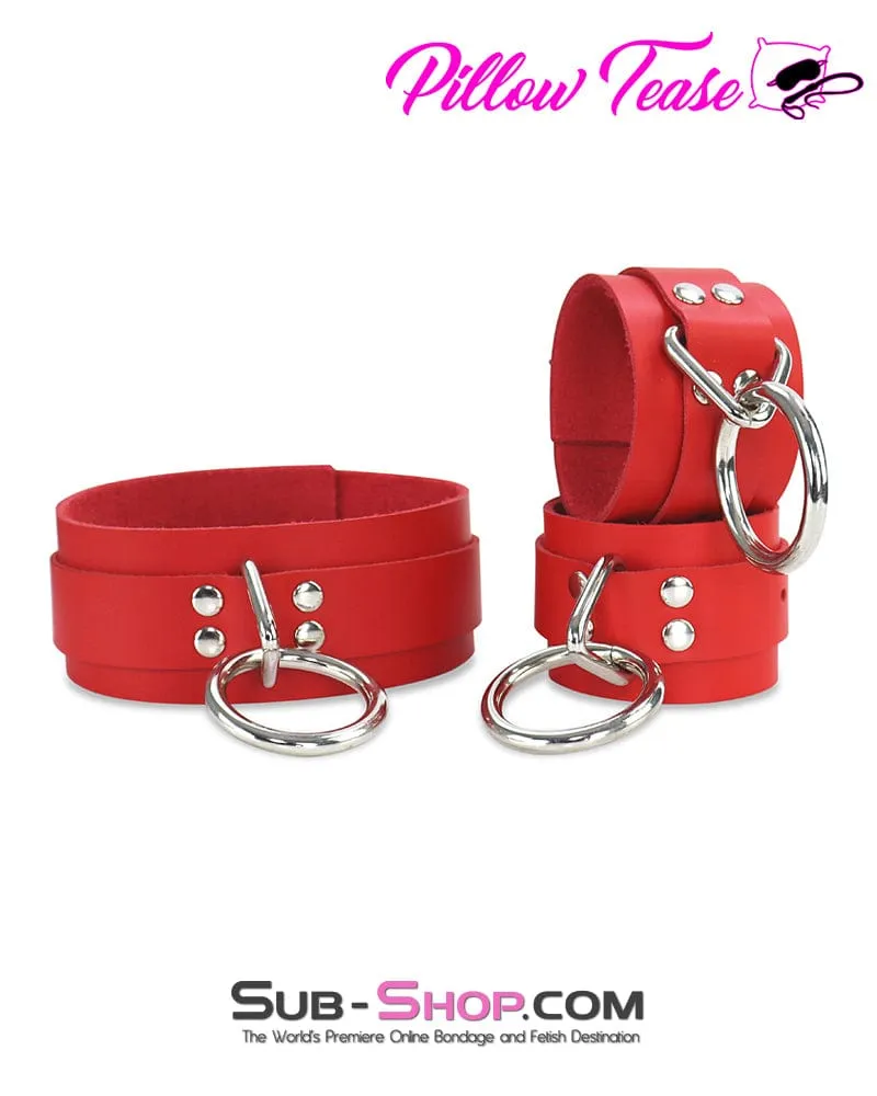 9082A      Hand Crafted Leather Red Fantasy Bondage Collar - MEGA Deal