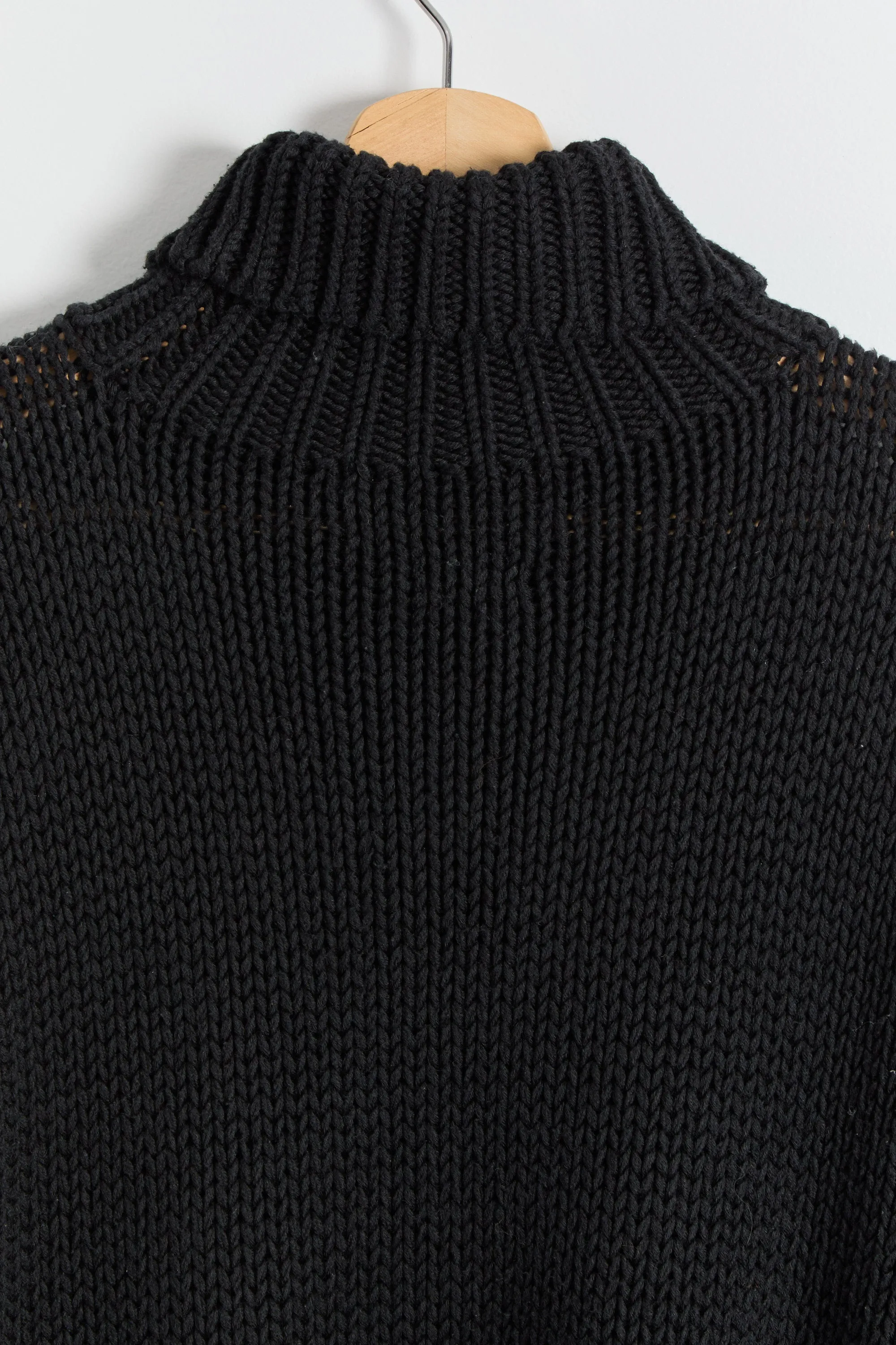 90s Black Polo Elbow Patch Chunky Turtle Neck Sweater XL