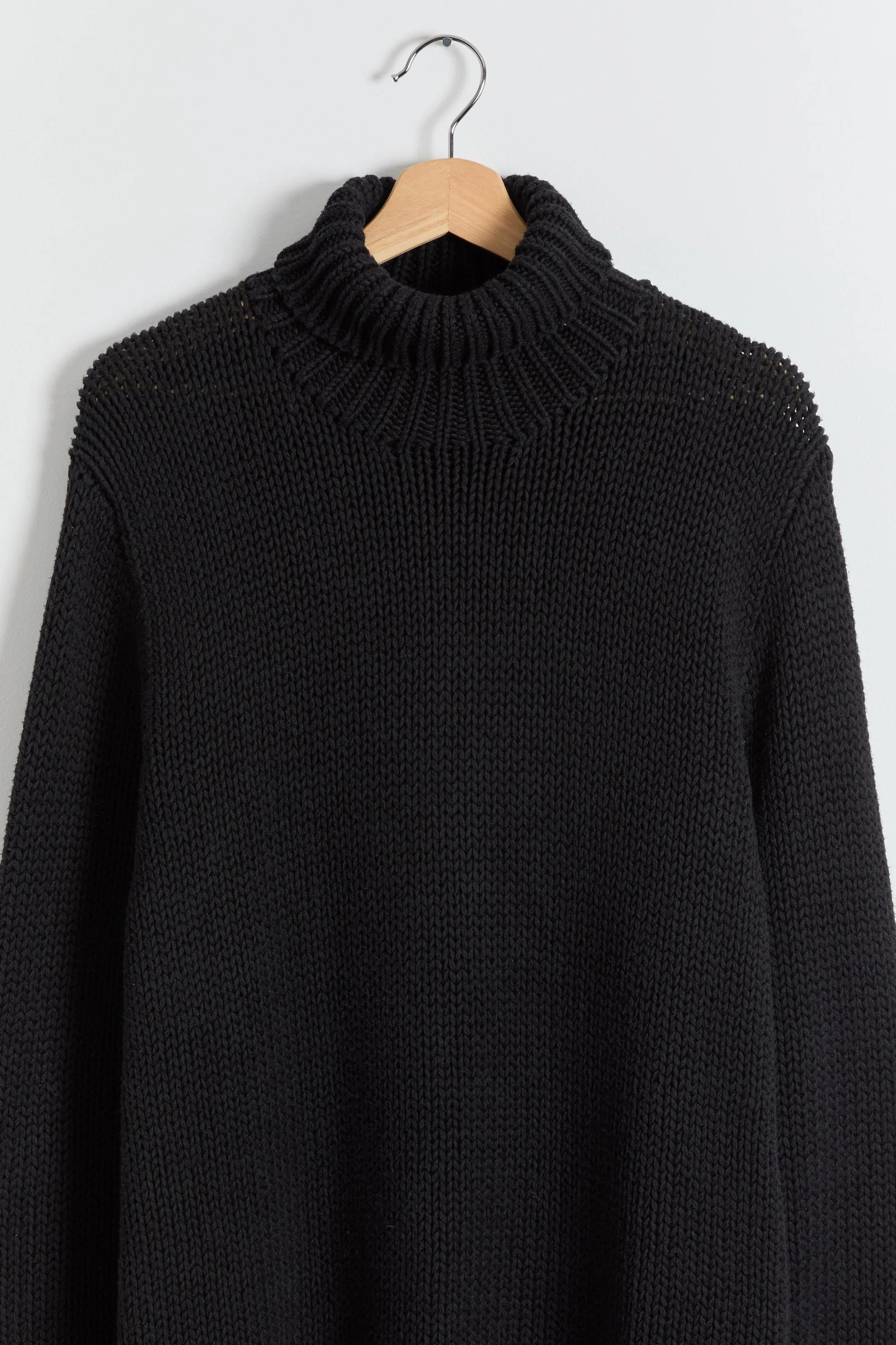 90s Black Polo Elbow Patch Chunky Turtle Neck Sweater XL