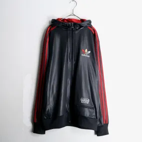 “adidas” black hoodie track jacket