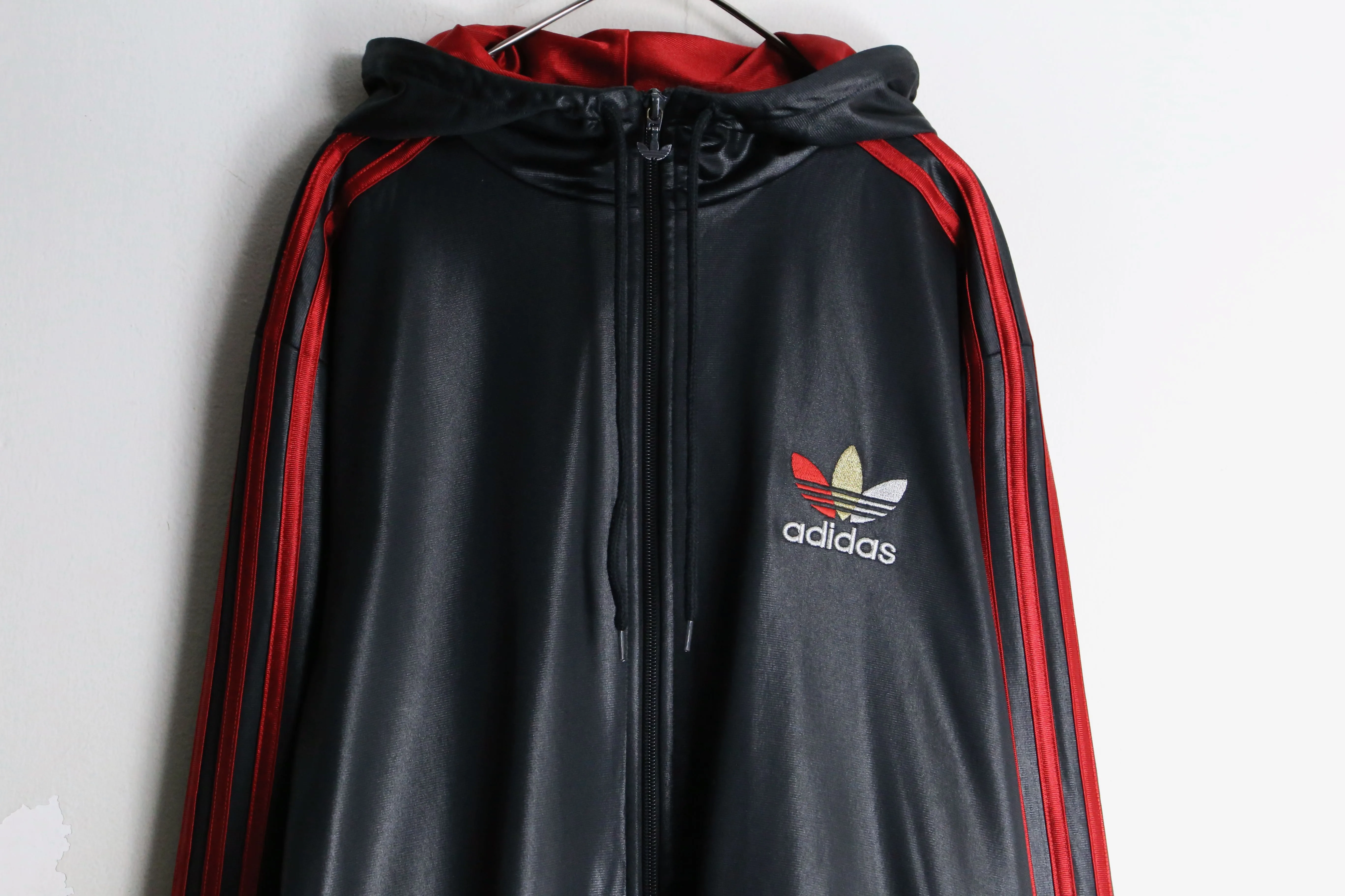 “adidas” black hoodie track jacket