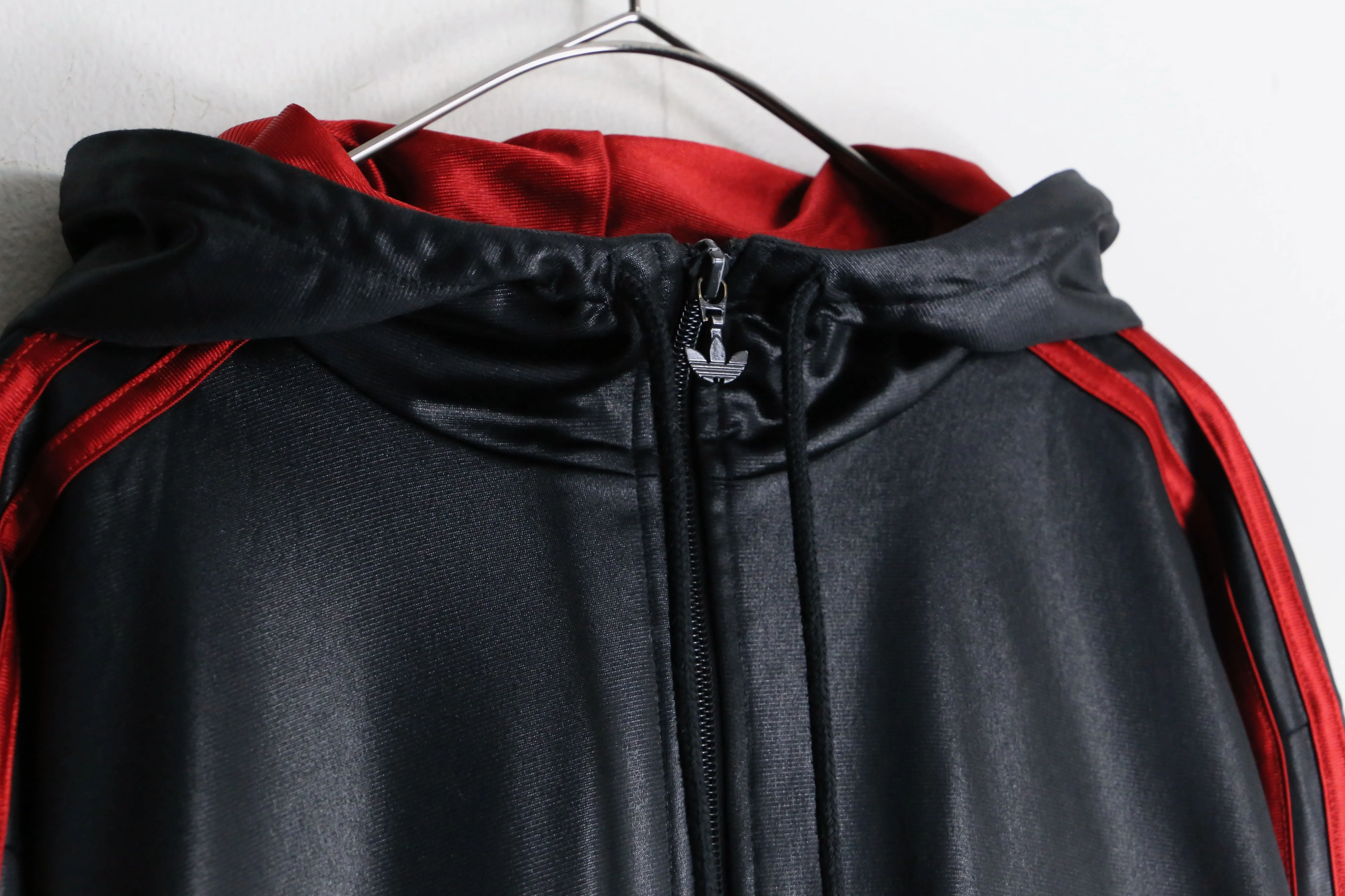 “adidas” black hoodie track jacket