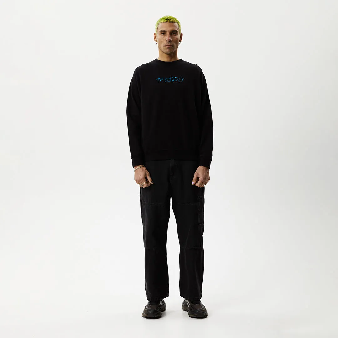 AFENDS Mens Melted - Crew Neck Jumper - Black