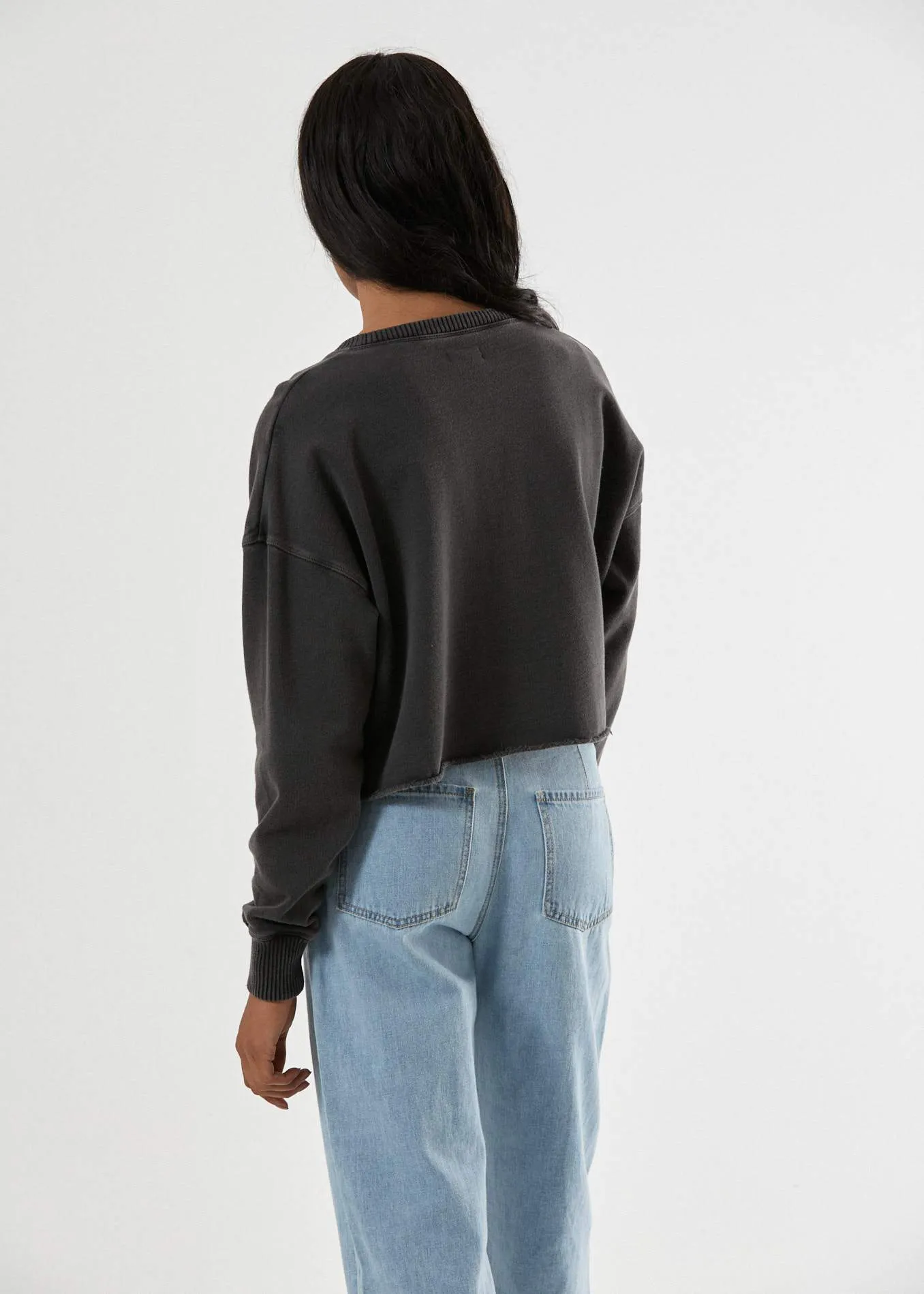 Afends Womens Downtown - Crew Neck - Stone Black