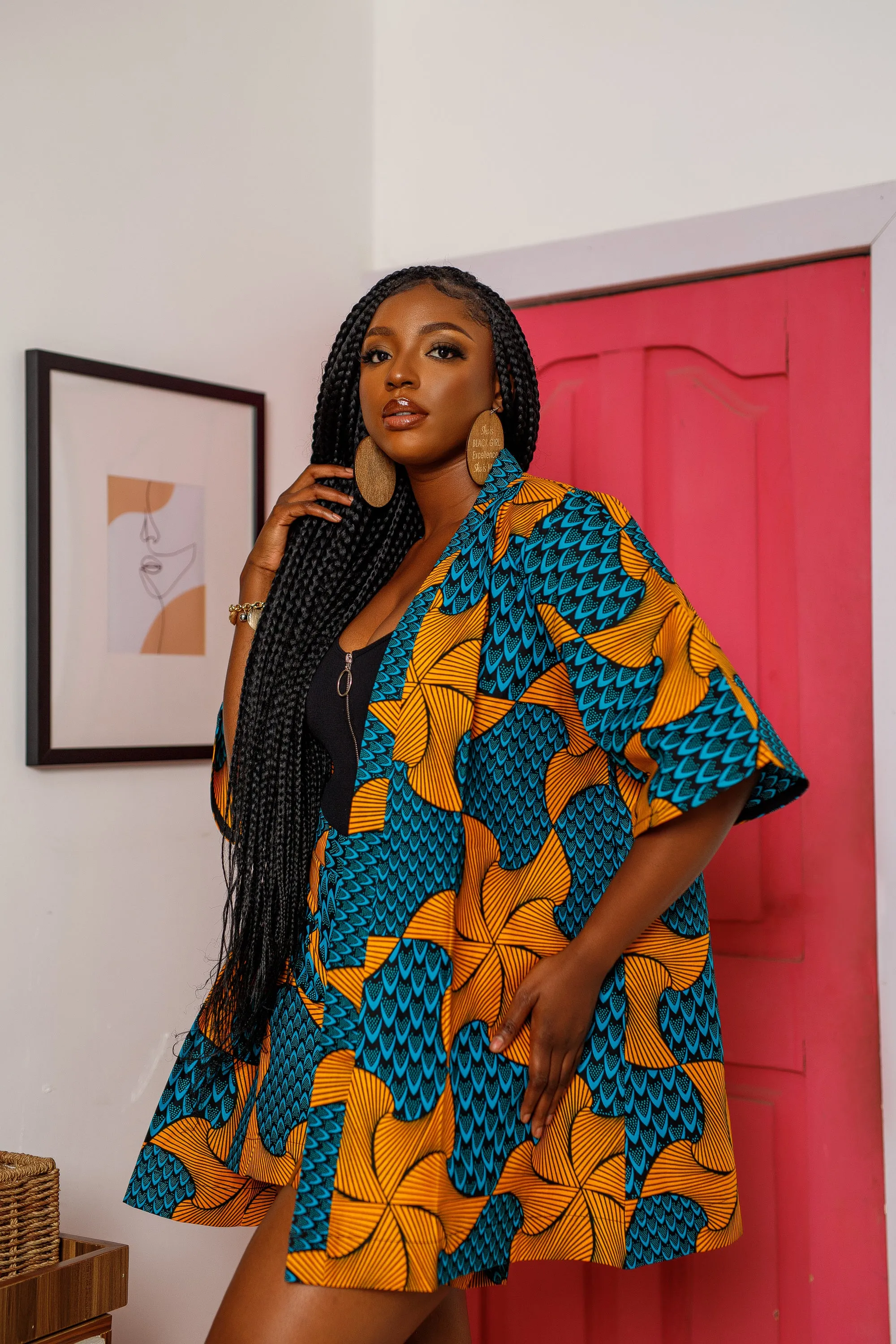 African Ankara Print Semira Kimono and Pant Set