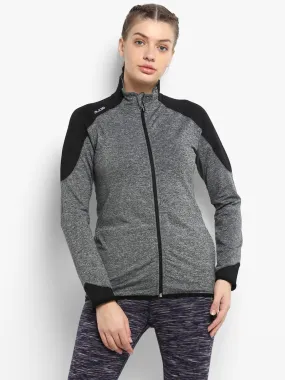 Alcis Women Grey Solid Track Jacket