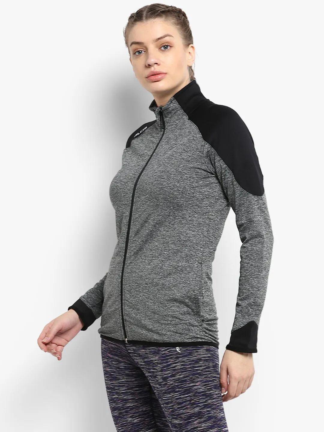 Alcis Women Grey Solid Track Jacket