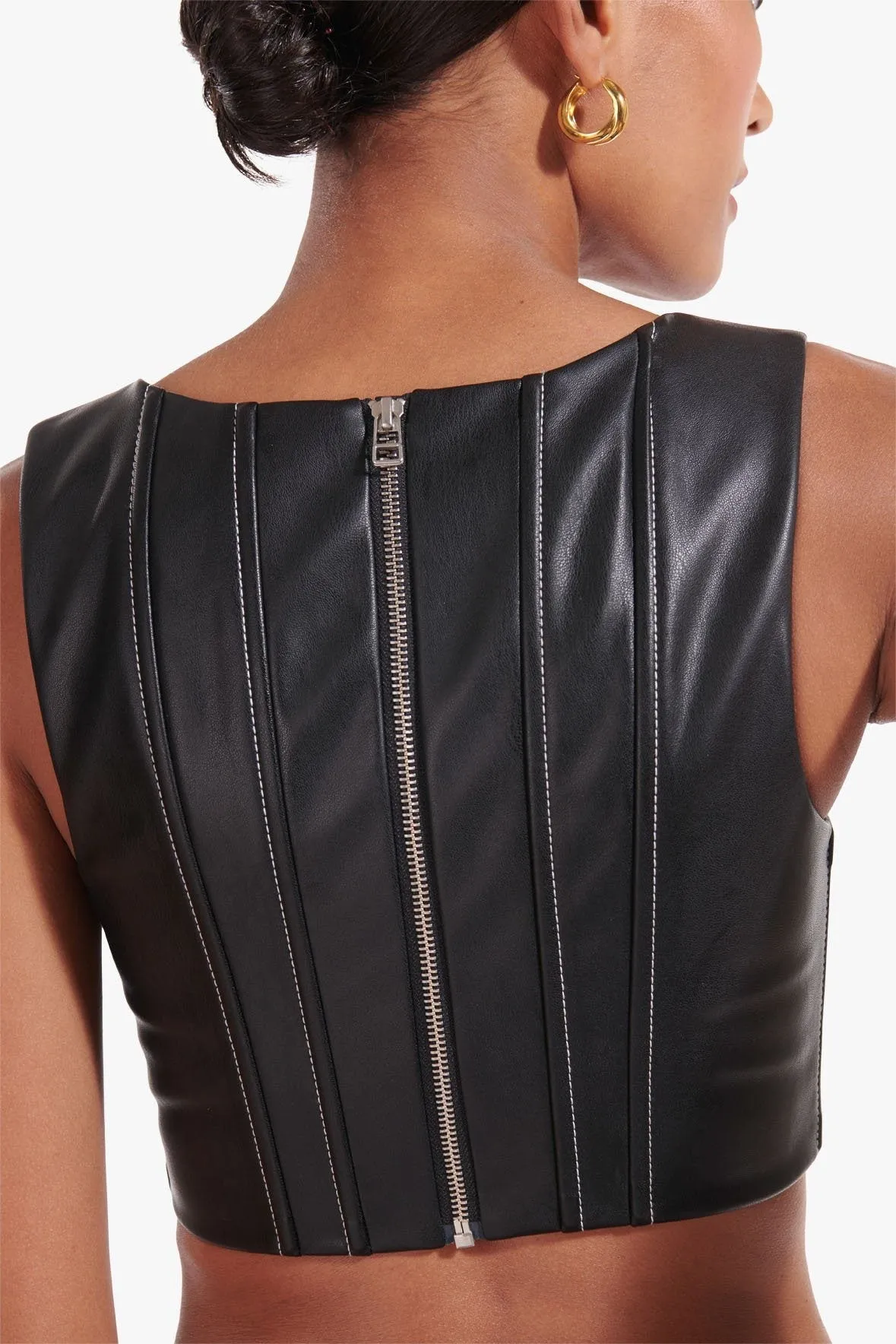 ALICE TOP | BLACK VEGAN LEATHER