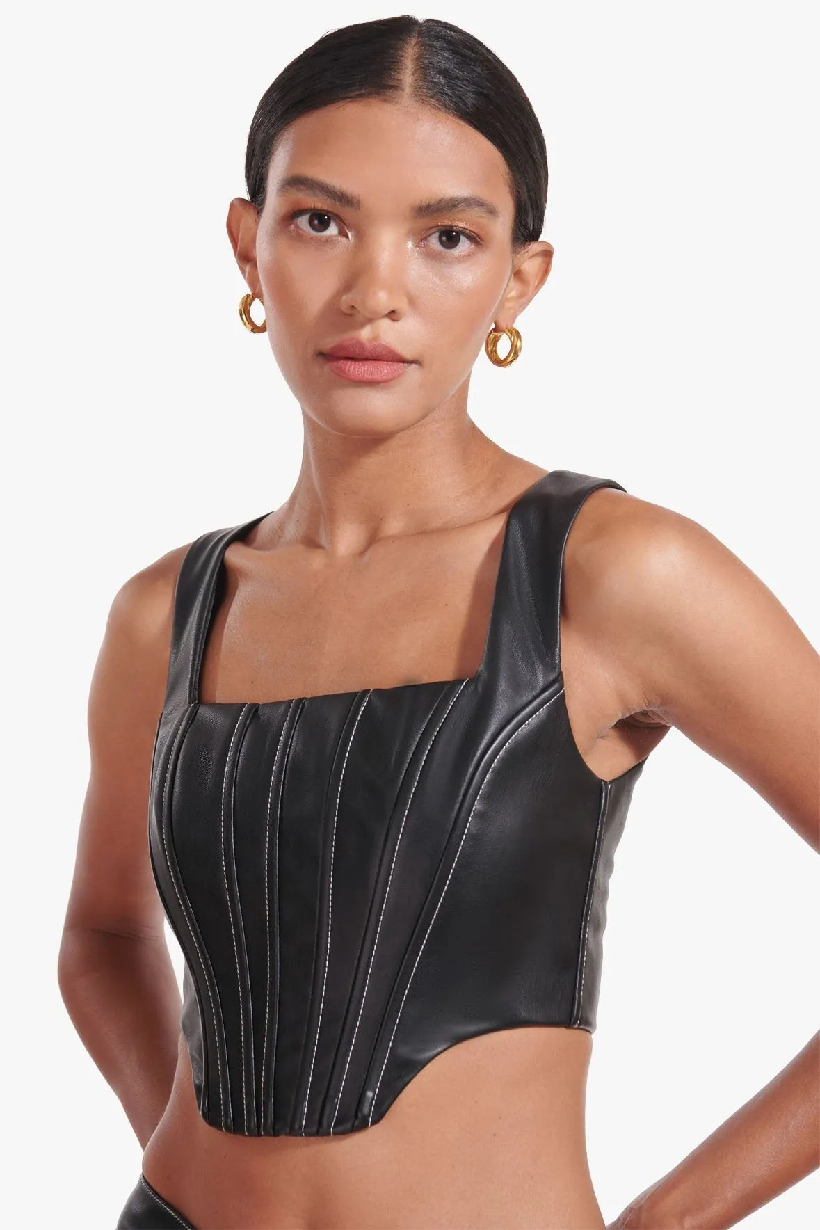 ALICE TOP | BLACK VEGAN LEATHER