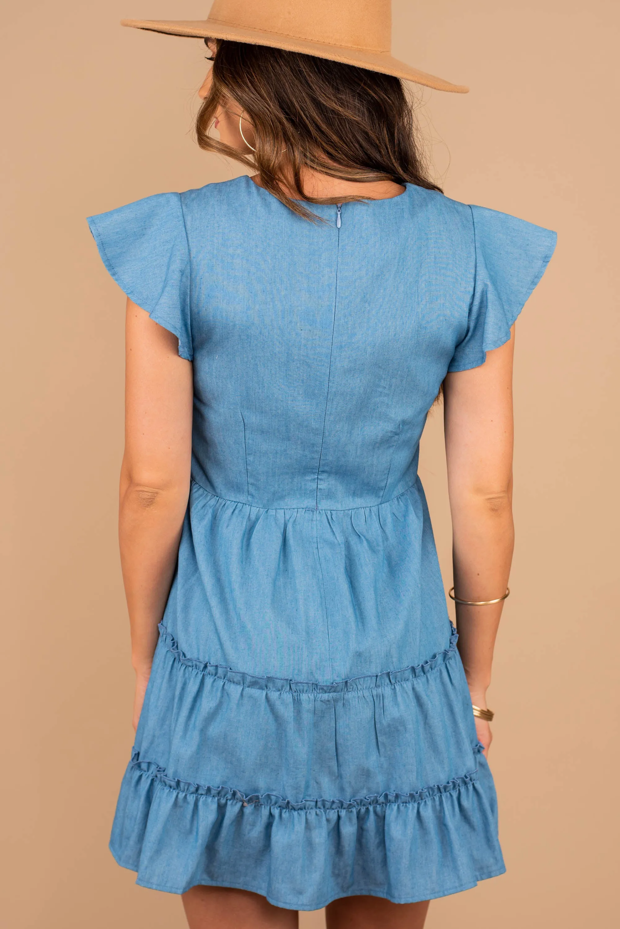 All For Love Indigo Blue Chambray Dress