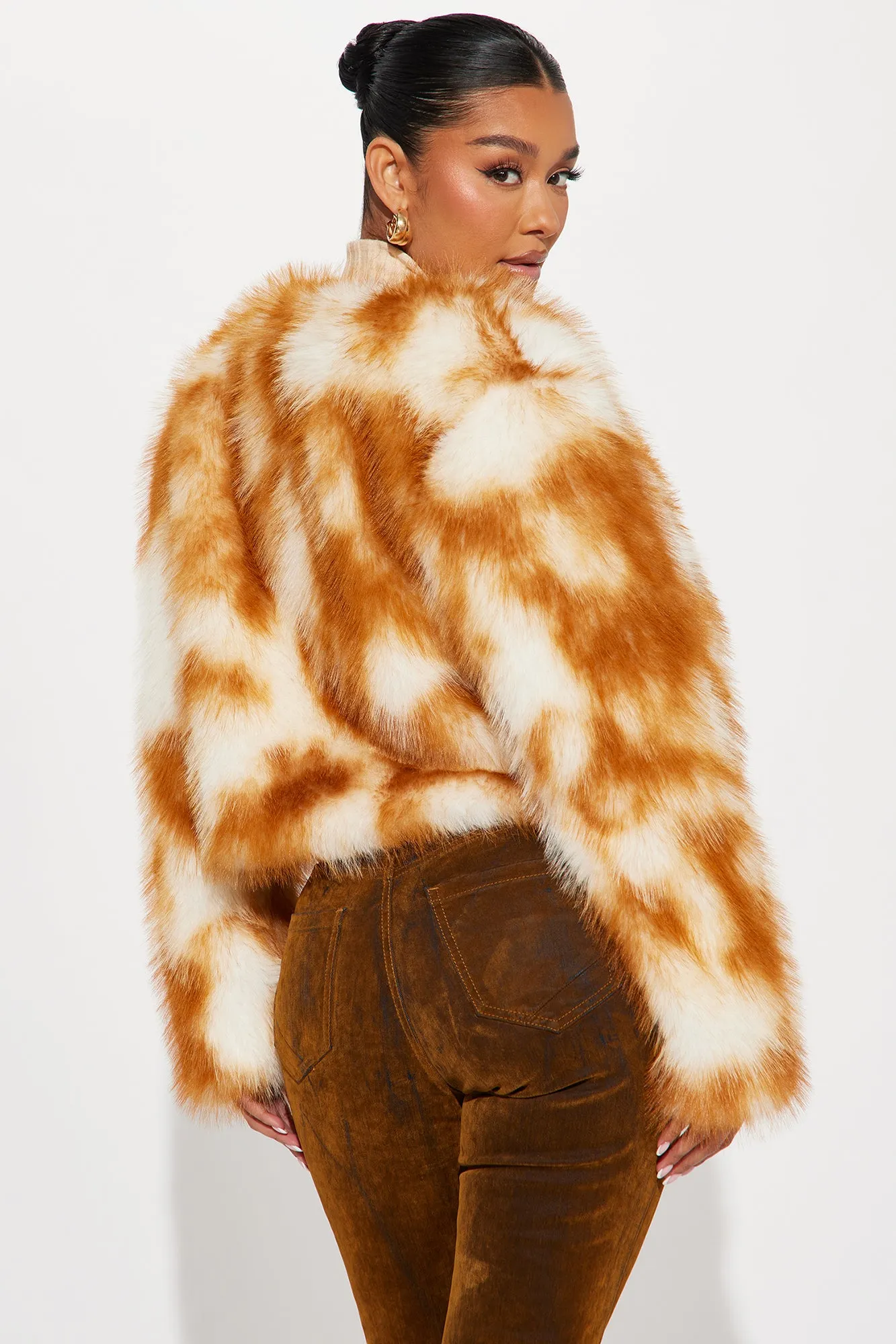 Always Reckless Faux Fur Coat - Tan/Multi