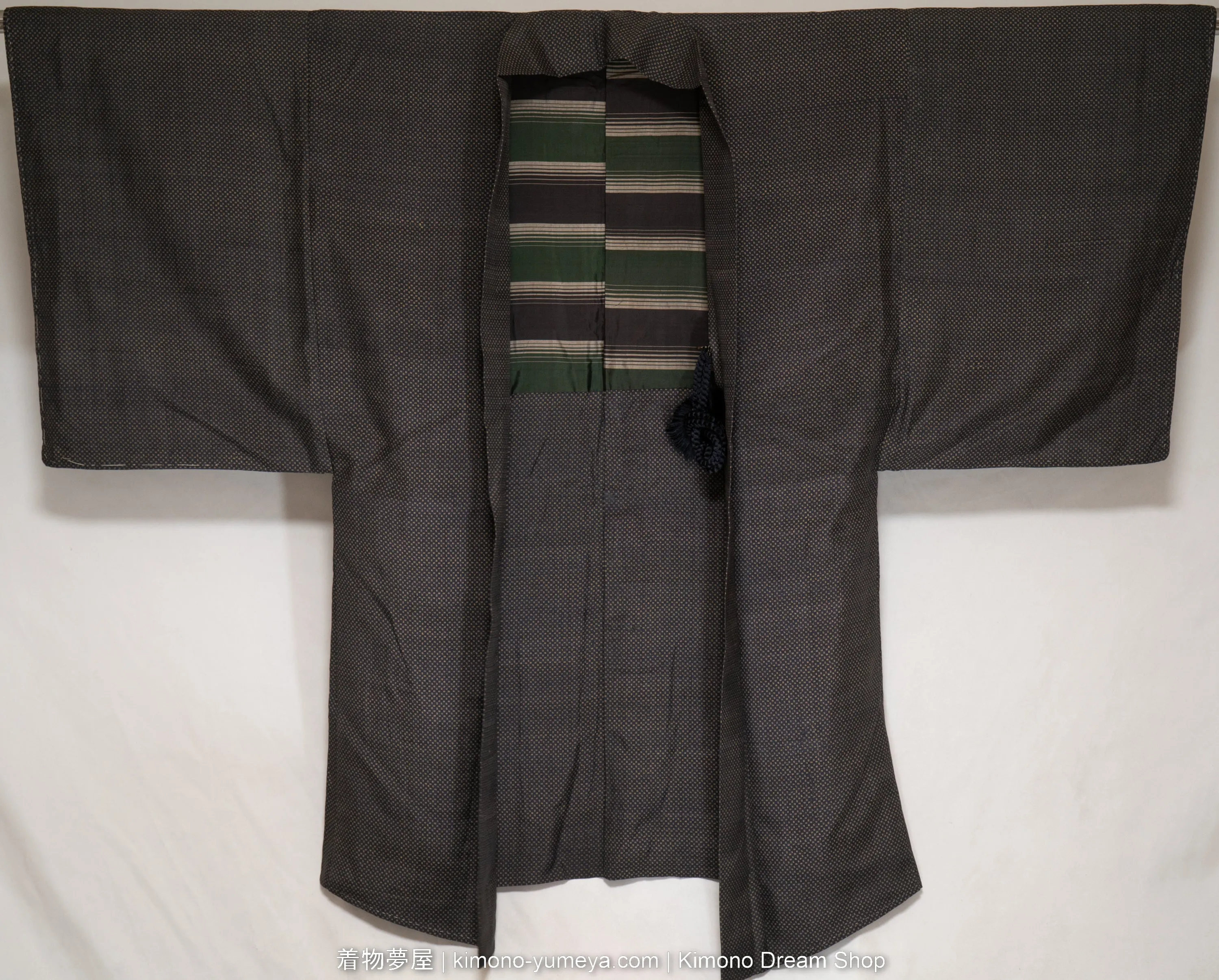 Antique Men's Haori with Japanese Indigo Dye - Early 1900s Retro Design Traditional Kimono Jacket with Marugumi Himo - Where to Buy Online Shop