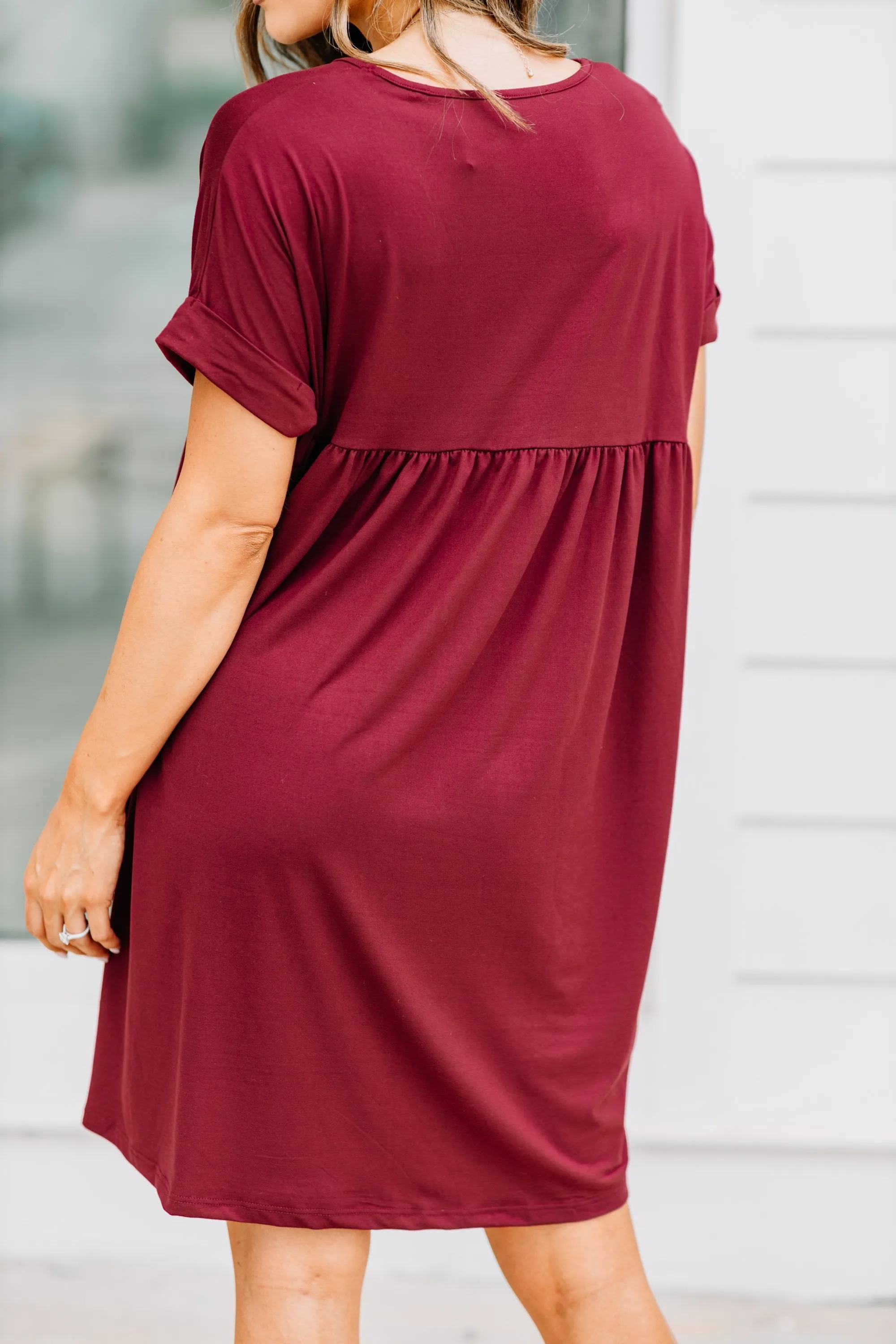 At Peace Burgundy Red Babydoll Dress