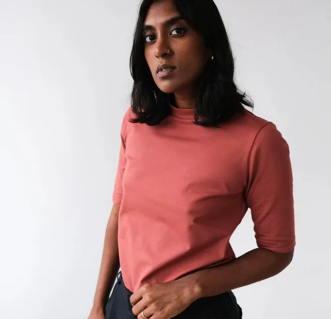 Atelier B Mock Neck Top (Rust Pink)