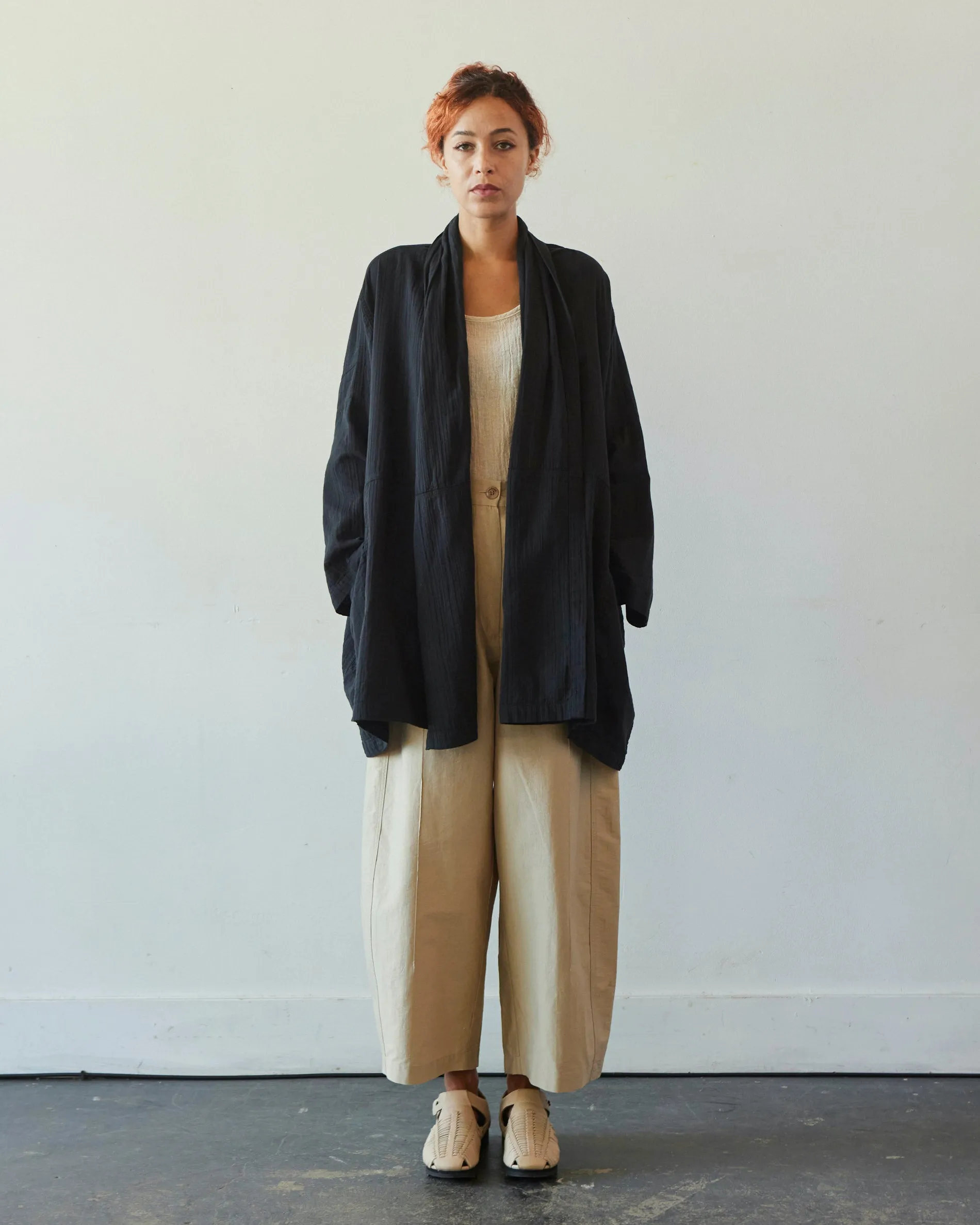 Atelier Delphine Gauze Haori Coat, Black