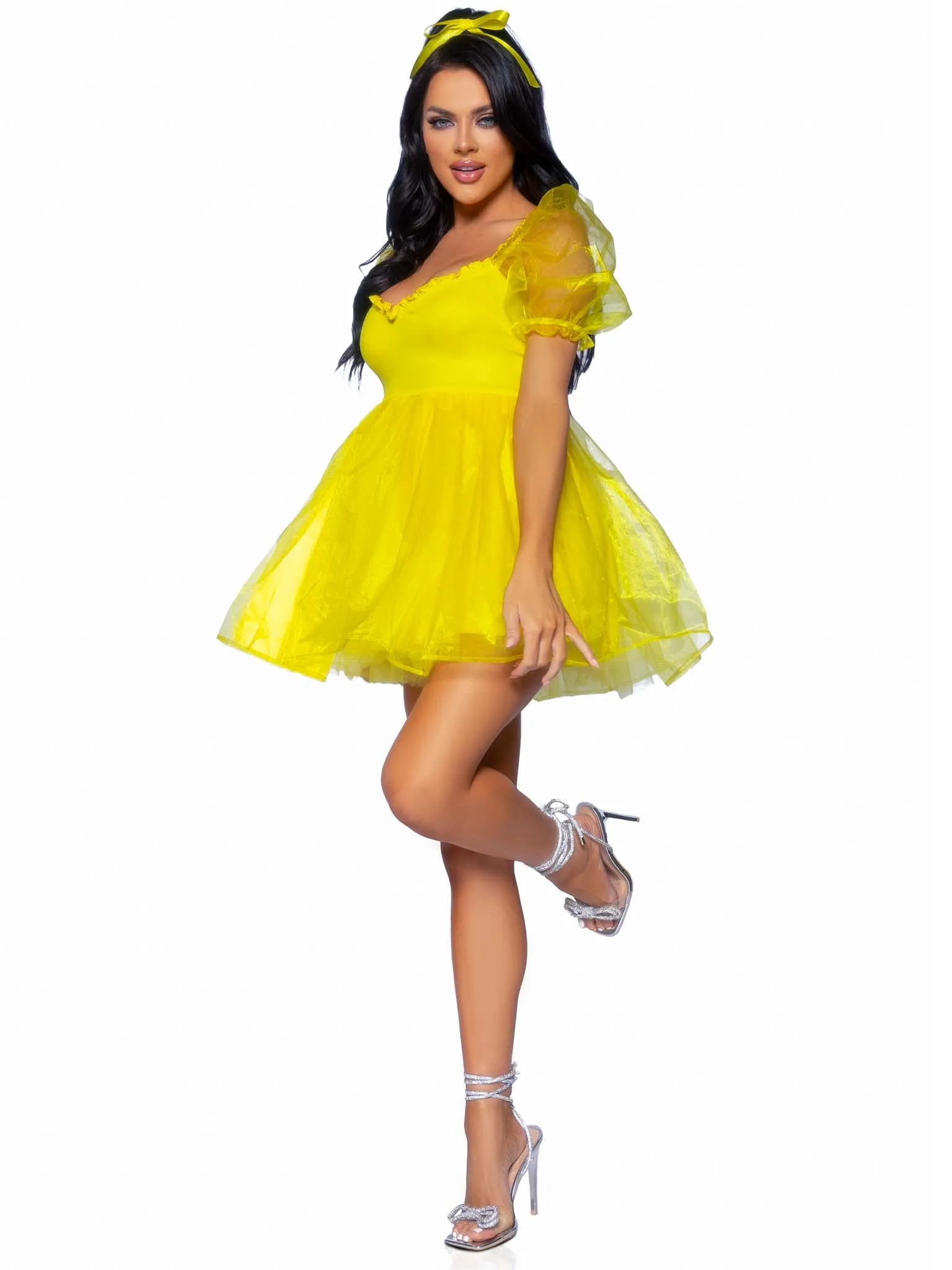 Babydoll Dress with Ruffled Sweetheart Neckline