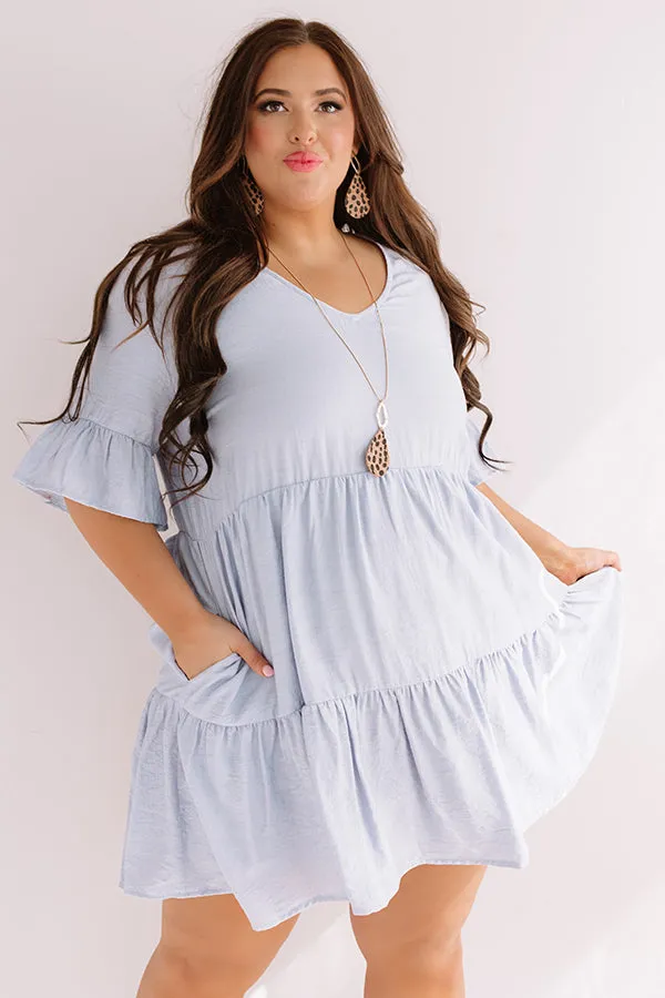 Bahama Brunch Babydoll Dress In Airy Blue Curves