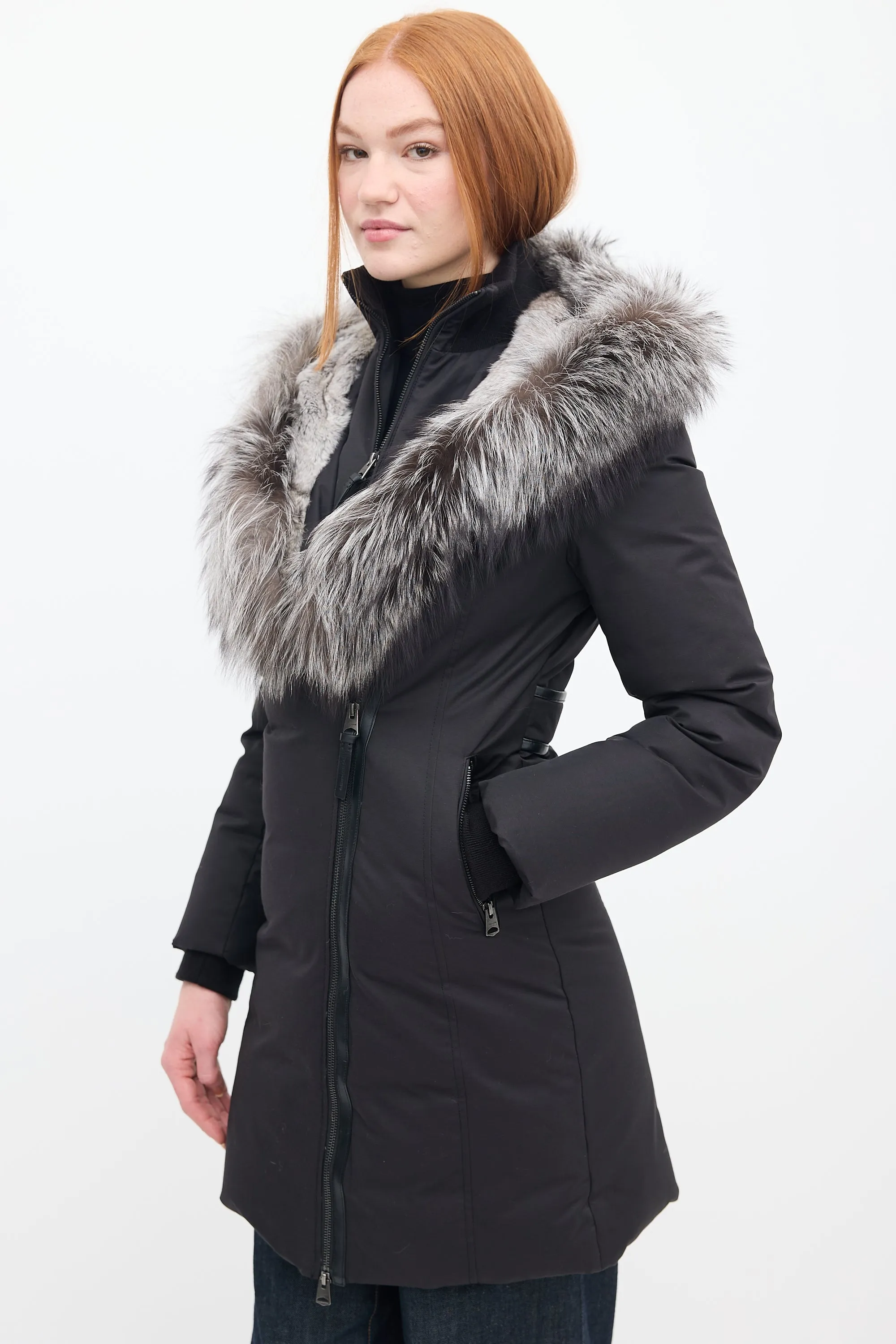 Black Down & Fur Hood Teena Parka