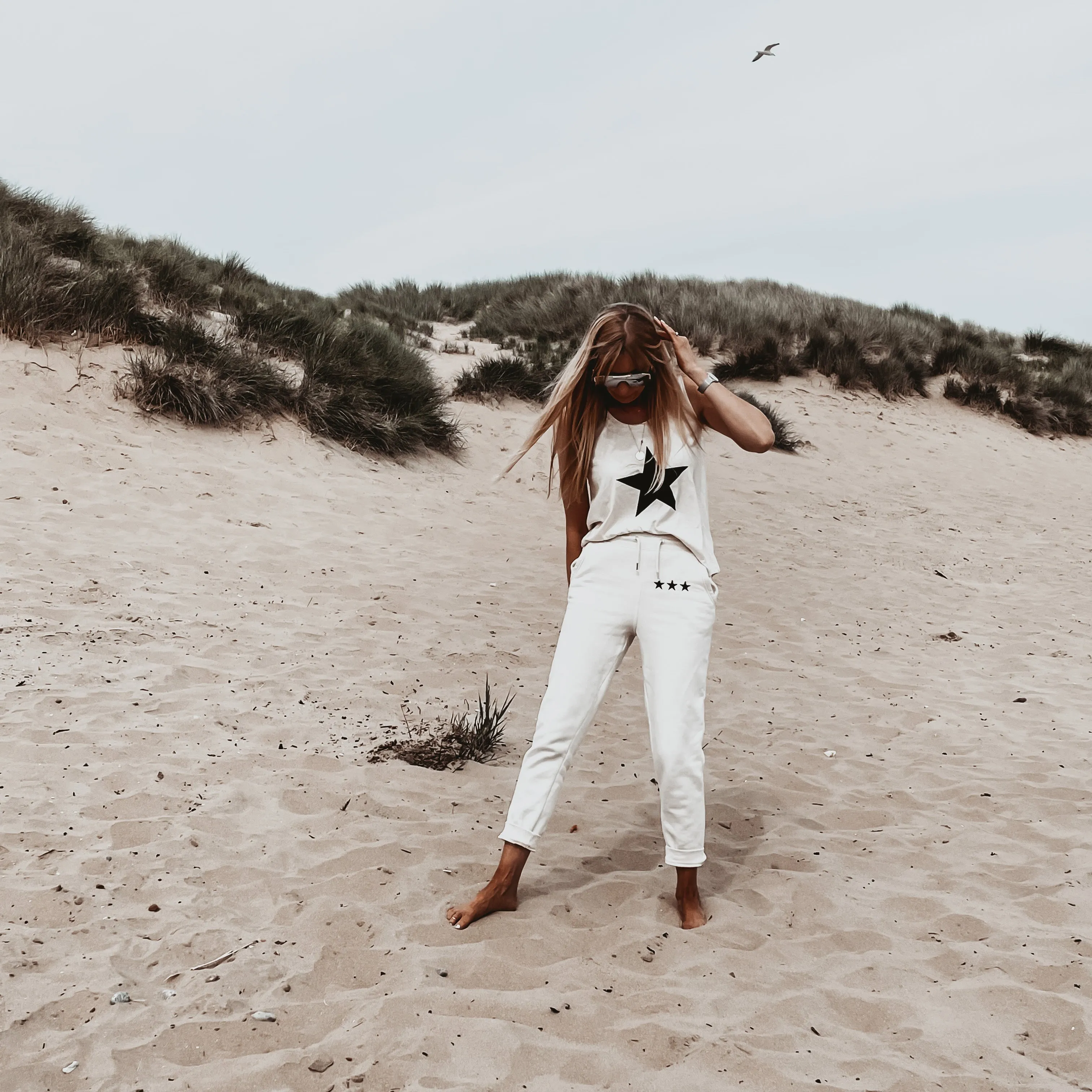 Black star on vintage white IBIZA tank top *relaxed fit* BACK IN STOCK!