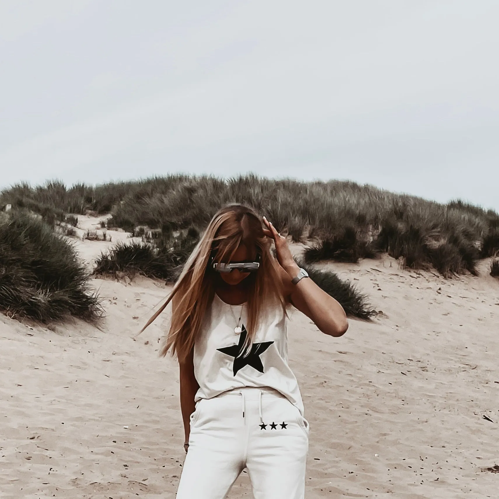 Black star on vintage white IBIZA tank top *relaxed fit* BACK IN STOCK!