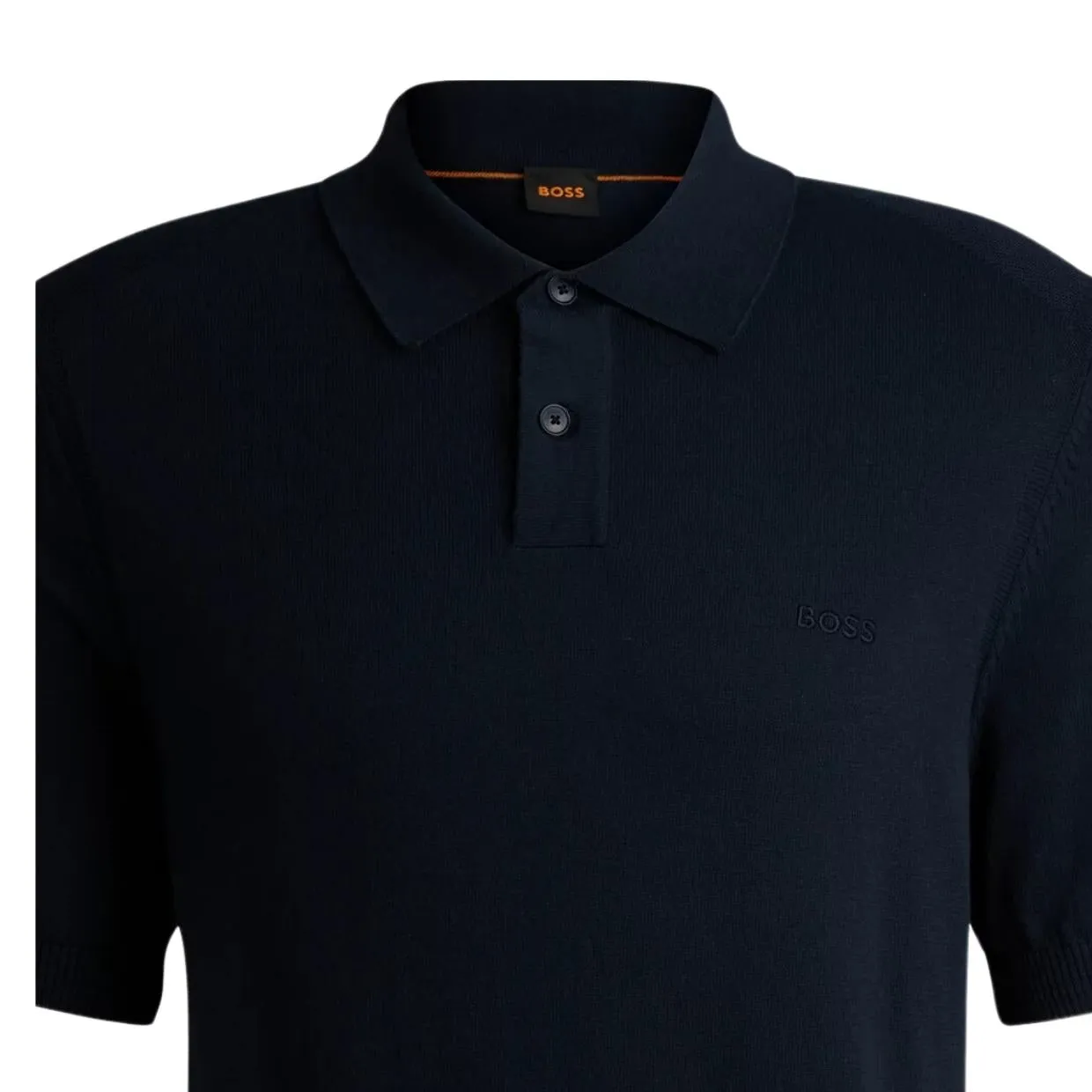 BOSS Embroidered Logo Asac Navy Sweater Polo Shirt