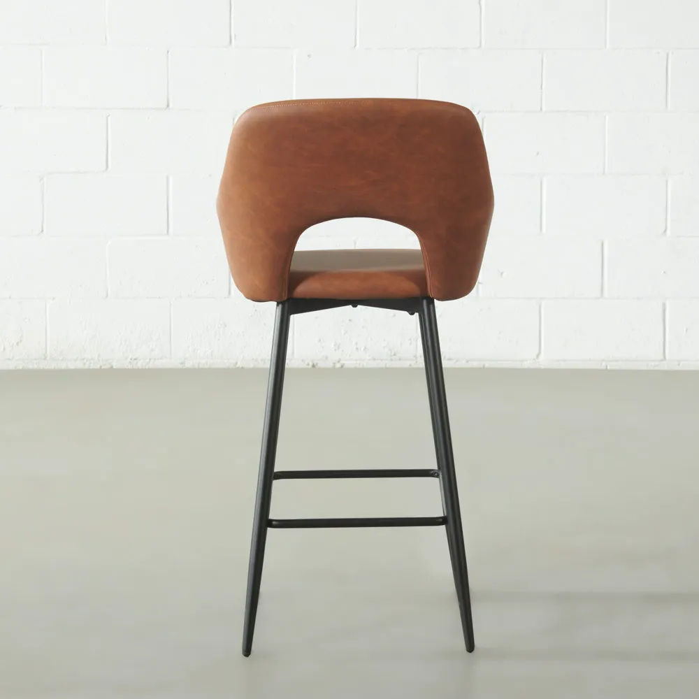 BROADWAY - Brown Leather Counter Stool