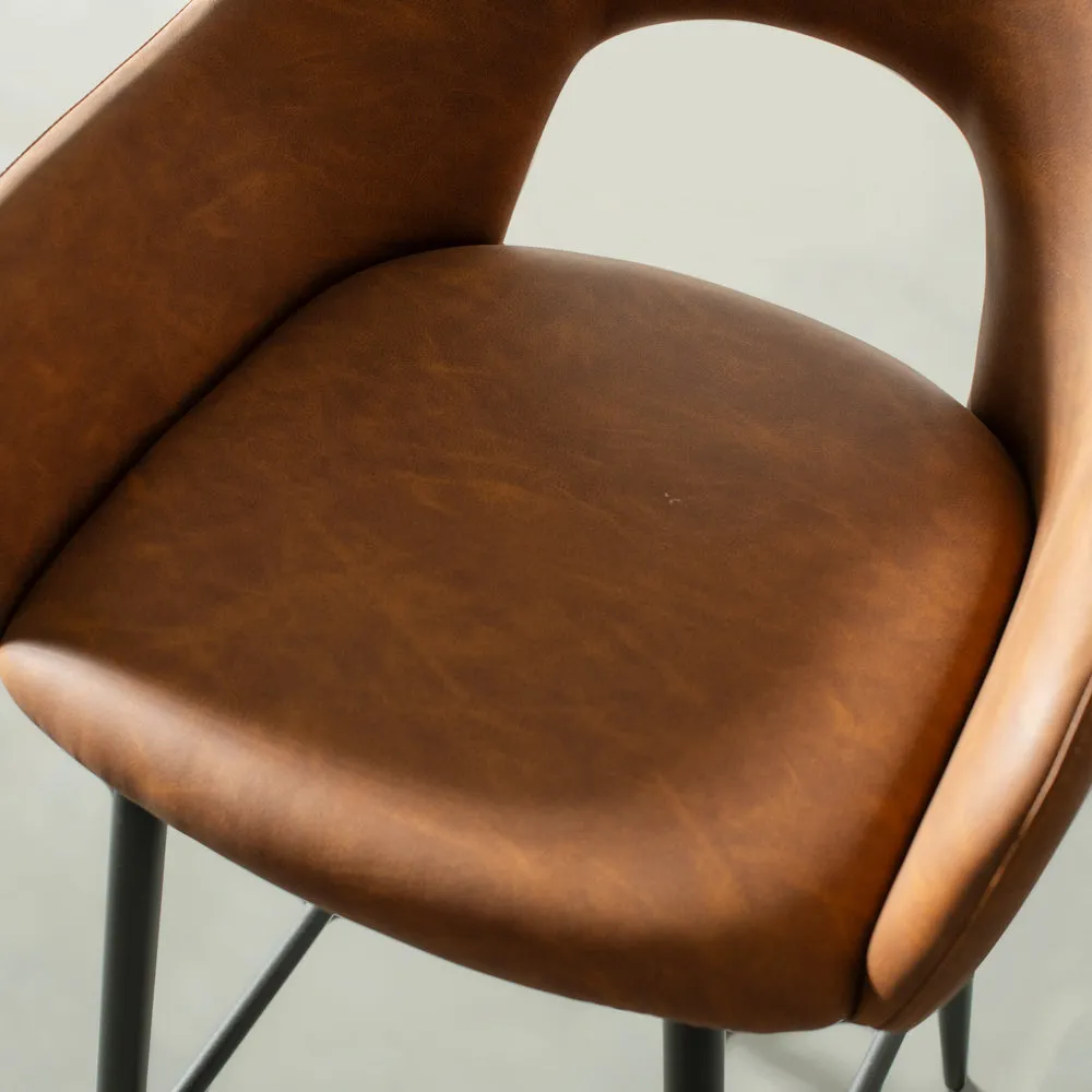 BROADWAY - Brown Leather Counter Stool