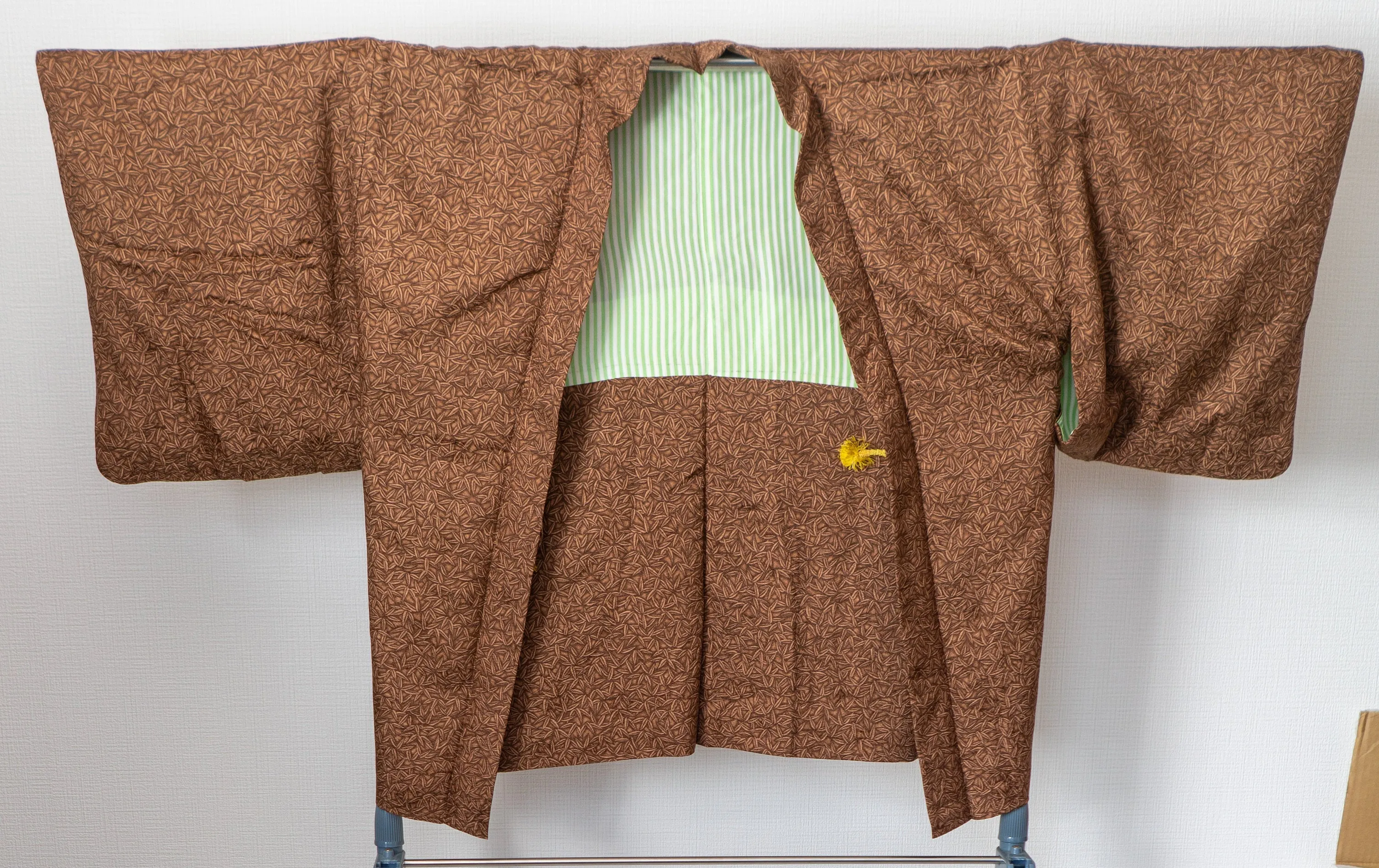 Brown Bamboo Leaf Haori - Vintage Silk Japanese Kimono Jacket