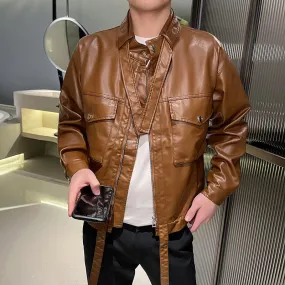 Brown Camel Faux Leather Jacket