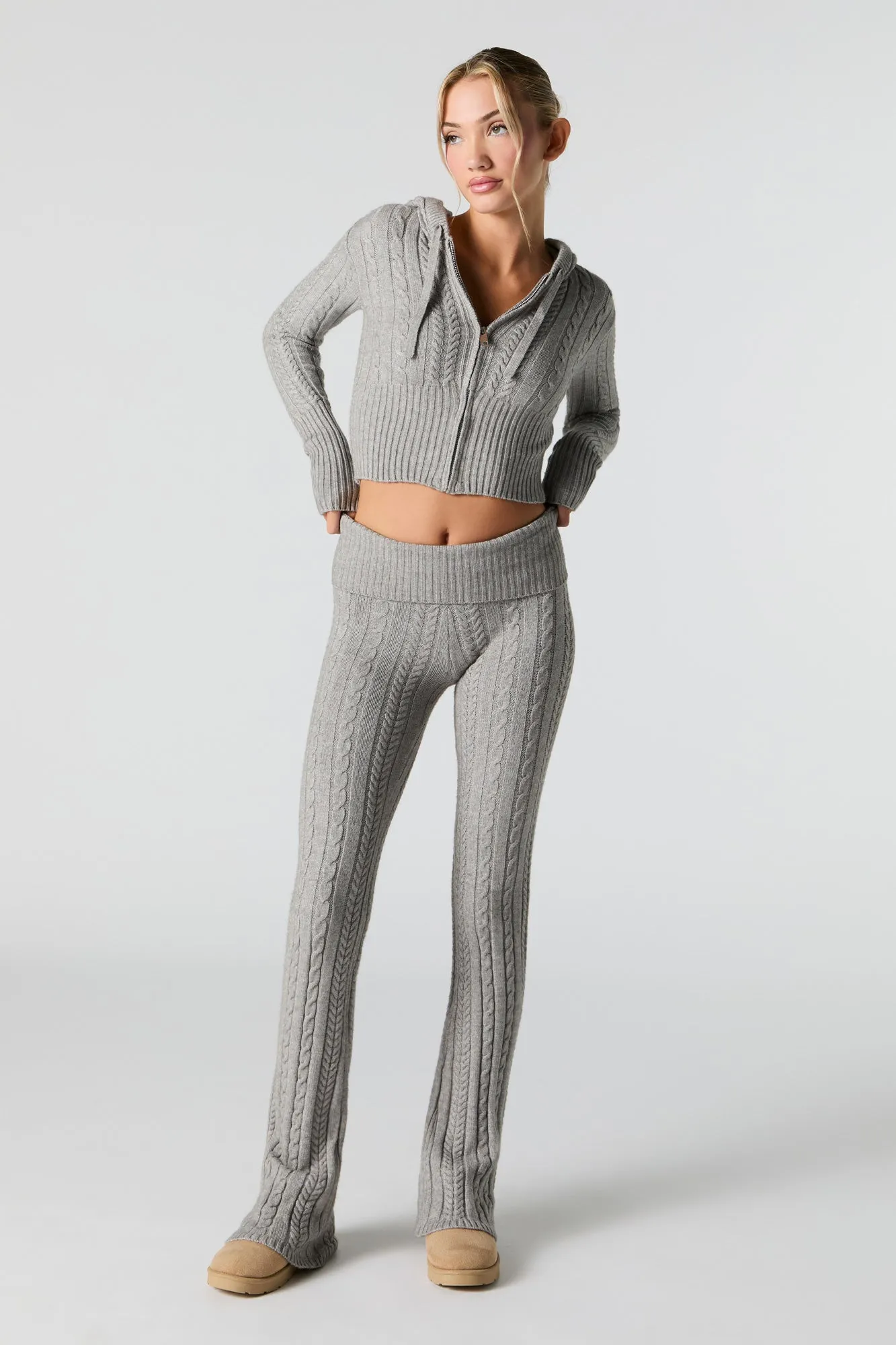 Cable Knit Wide Leg Pant