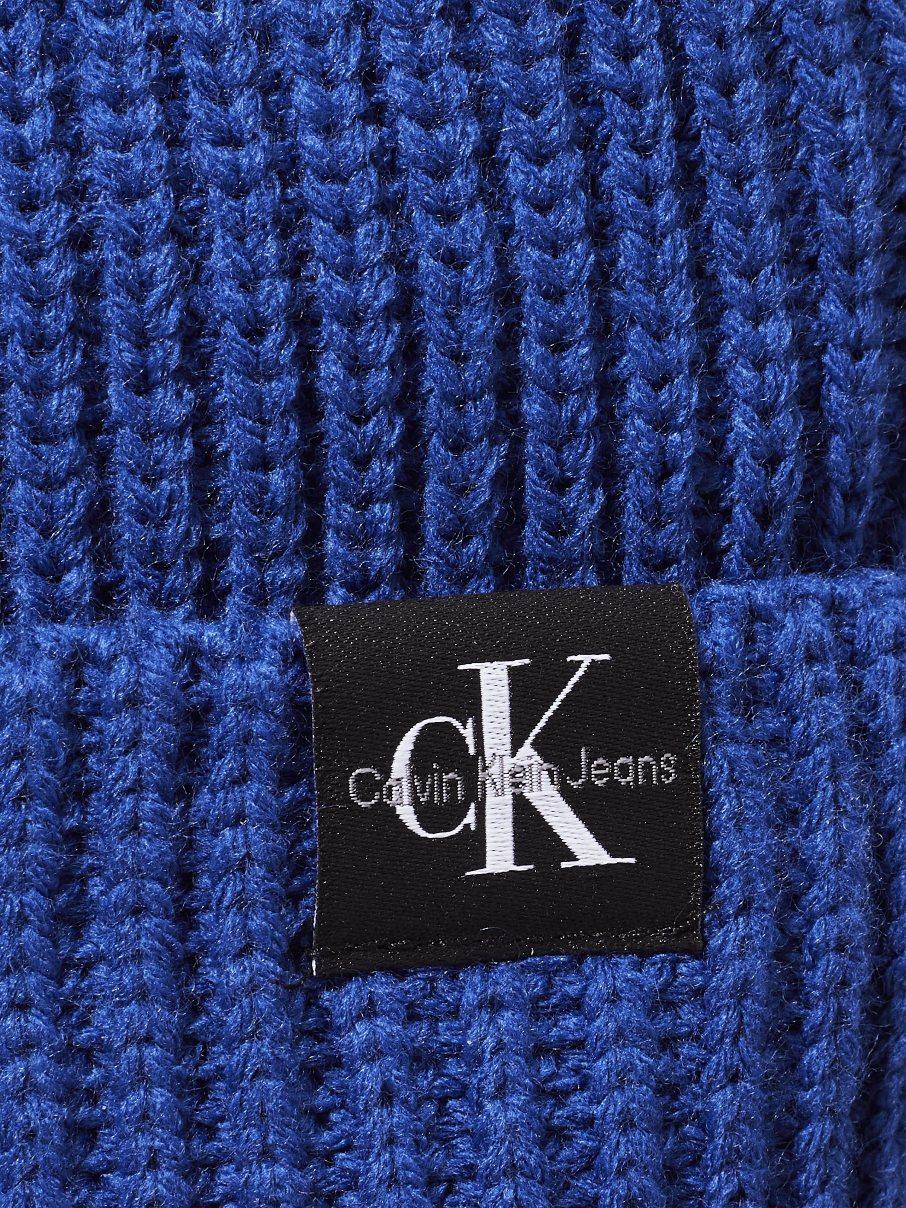 Calvin Klein Boys Monogram Rib Beanie Hat in Blue