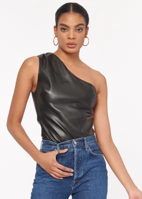 Cami NYC - Chrissa Vegan Leather Bodysuit in Black