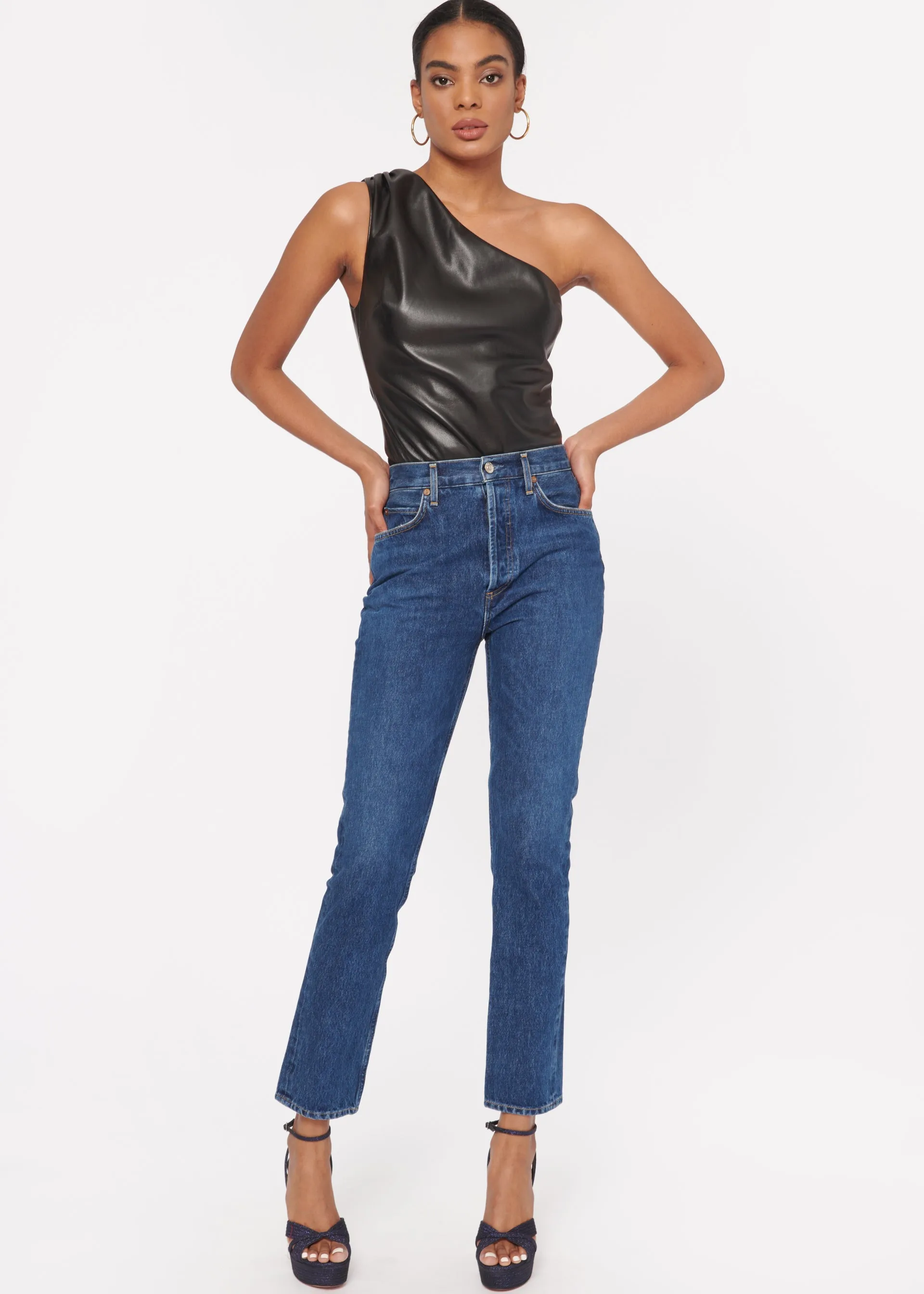 Cami NYC - Chrissa Vegan Leather Bodysuit in Black