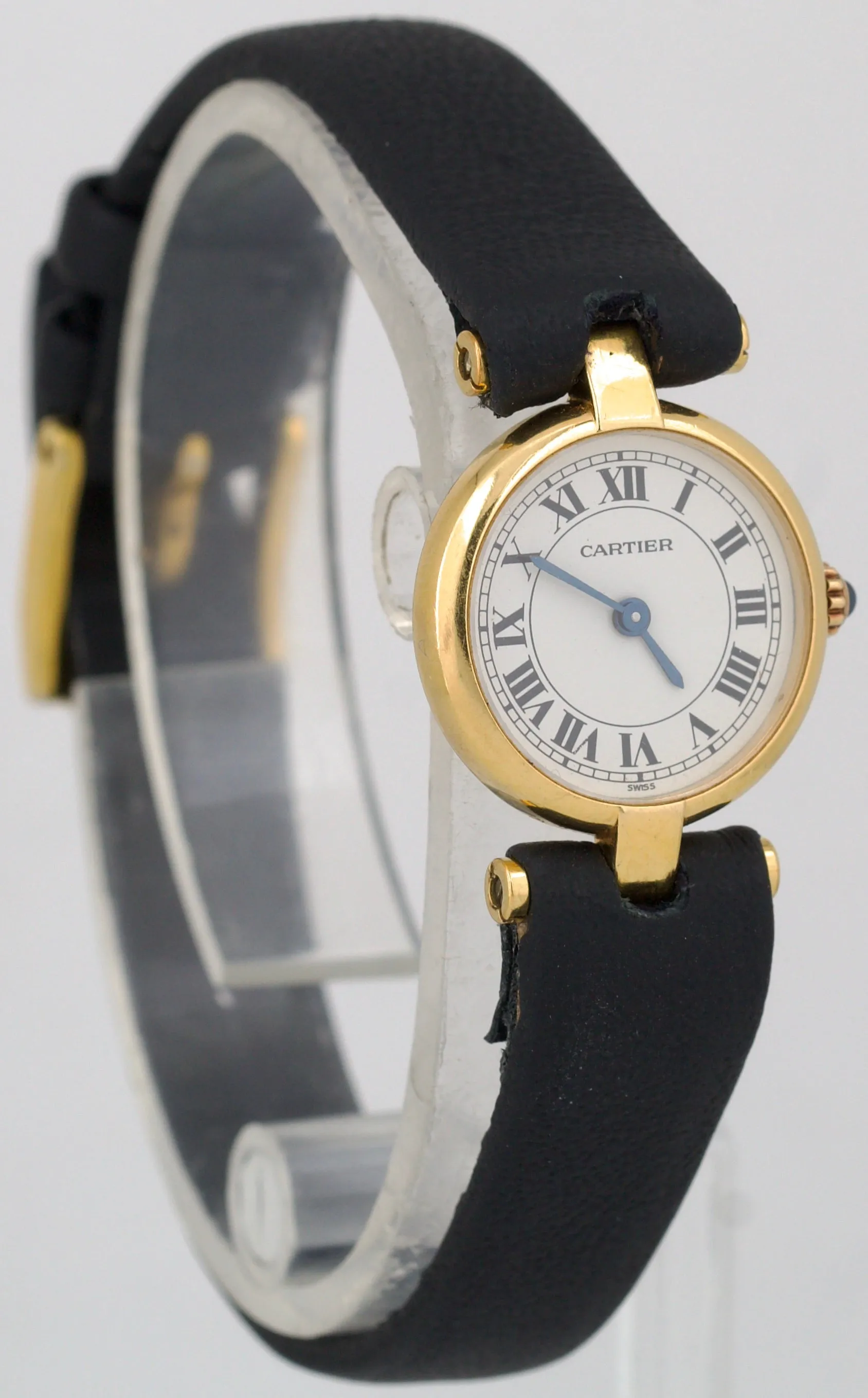 Cartier Mini Vendome 18K Yellow Gold WHITE Quartz 27mm x 19mm 866010 Watch