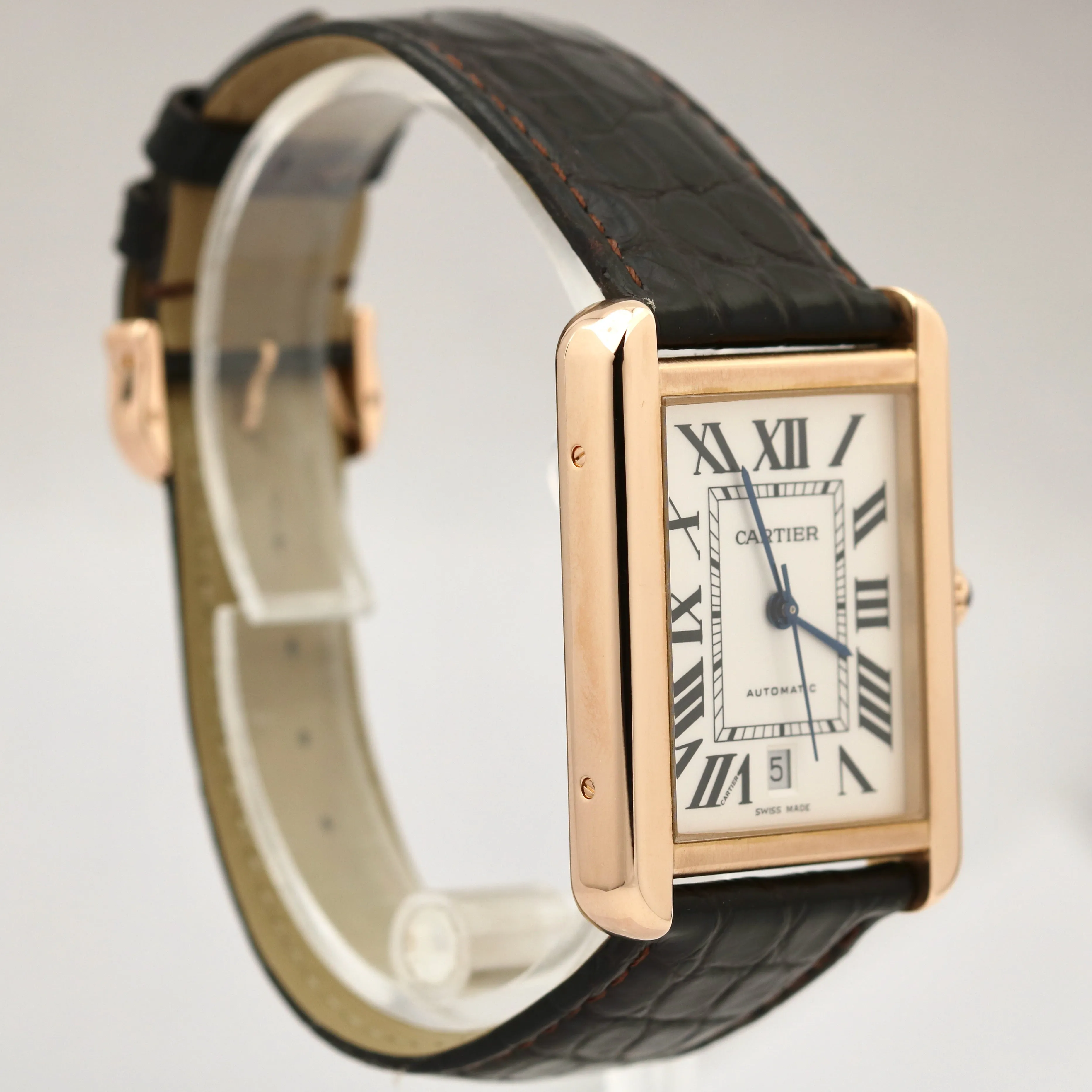 Cartier Tank Solo 18K ROSE GOLD Roman 31mm x 40.8mm Leather 3514 W5200026 Watch