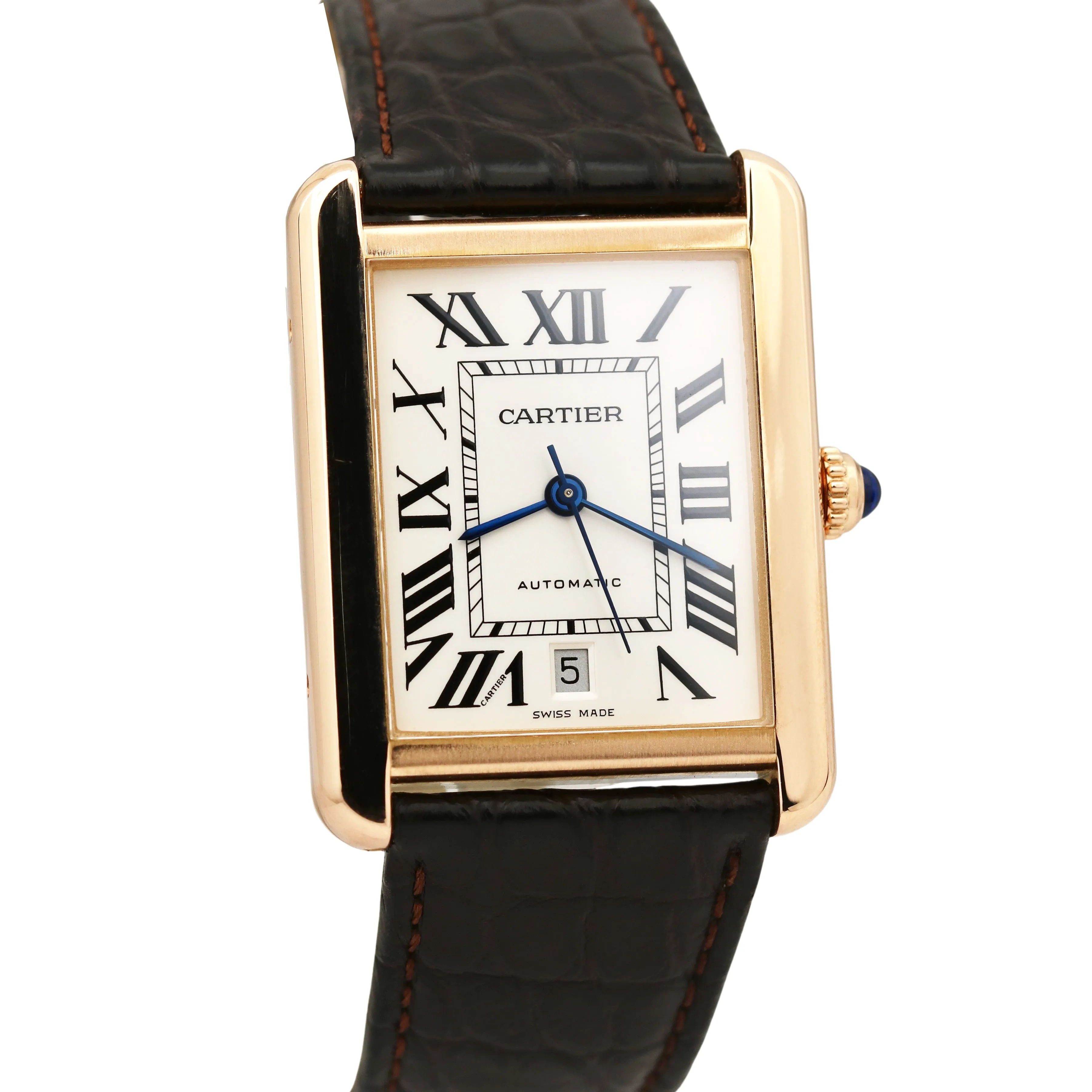 Cartier Tank Solo 18K ROSE GOLD Roman 31mm x 40.8mm Leather 3514 W5200026 Watch