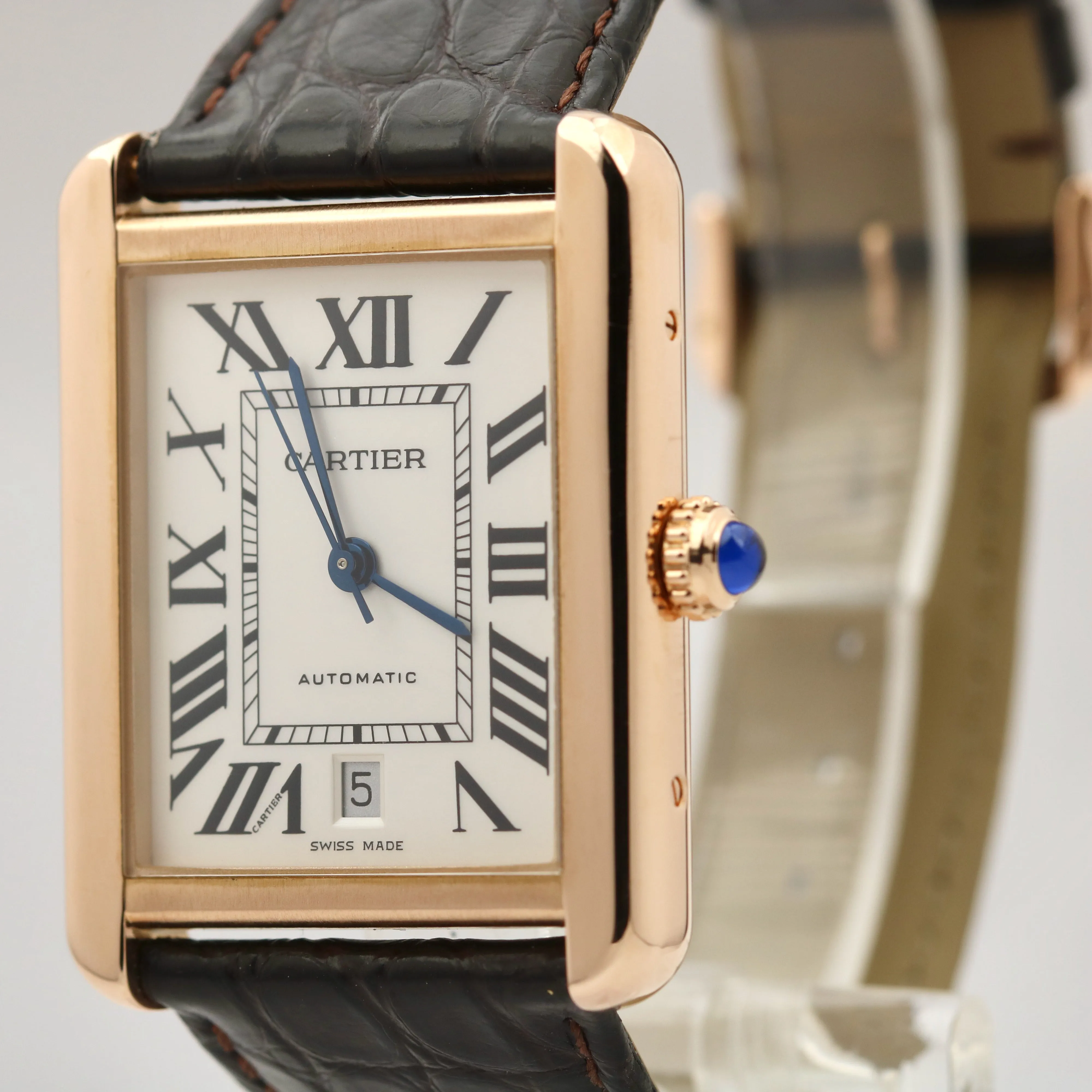 Cartier Tank Solo 18K ROSE GOLD Roman 31mm x 40.8mm Leather 3514 W5200026 Watch