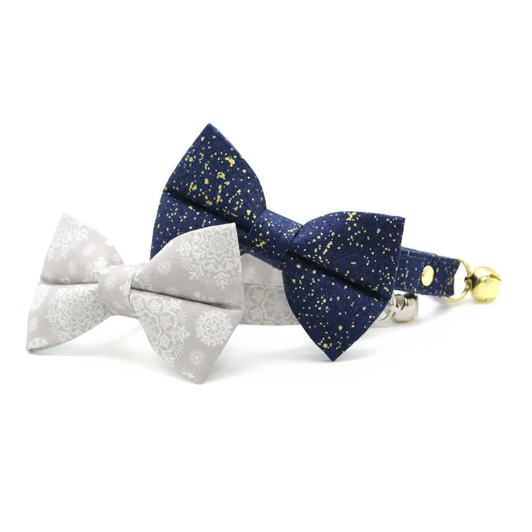 Cat Bandana - "Starry Night" - Gold & Blue Bandana for Cat   Small Dog / Winter, Holiday, Space, Night Sky / Slide-On Over the Collar Bandana