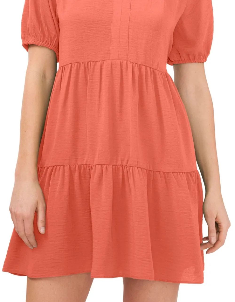 CeCe Women's Tiered V Neck Babydoll Dress Orange Size X-Small