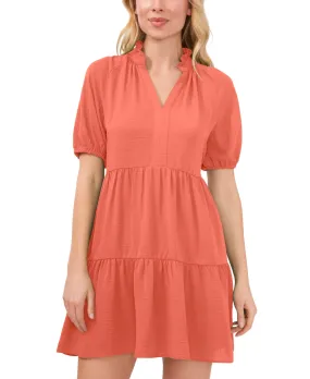 CeCe Women's Tiered V Neck Babydoll Dress Orange Size X-Small