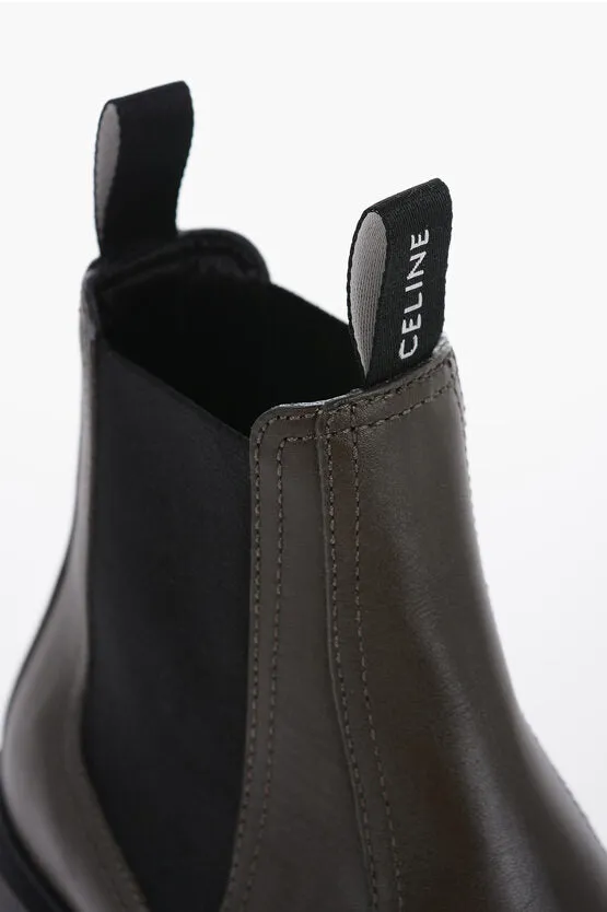 Celine Leather MARGARET Chelsea Boots With Tank Sole