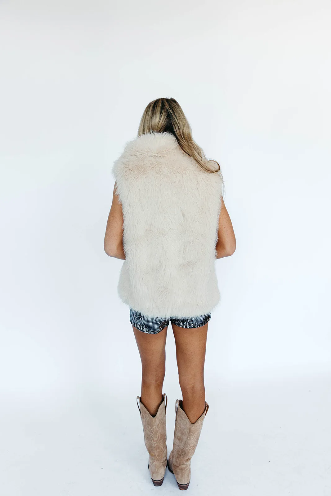 Center Of Attention Fur Vest - Ecru