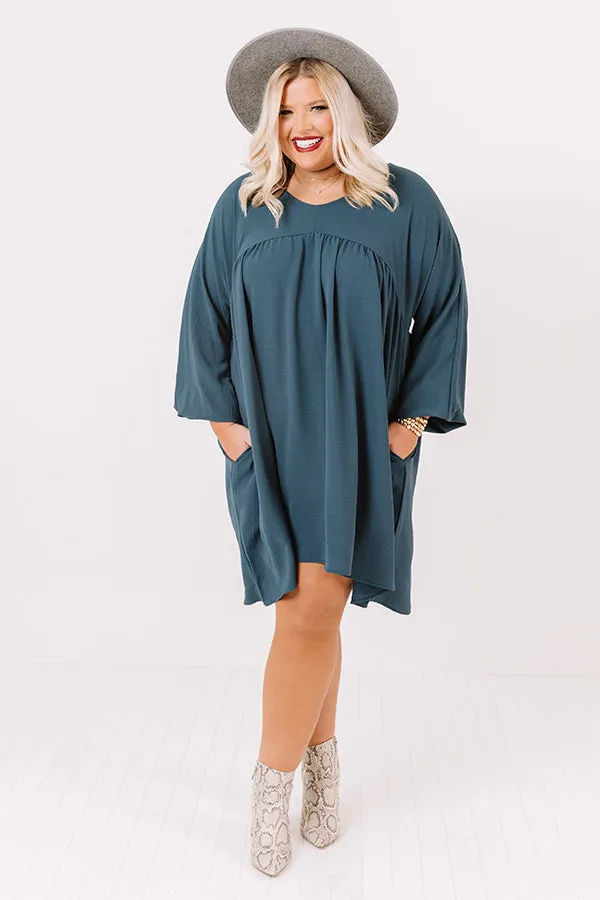 Charming Pose Babydoll Dress In Teal   Curves