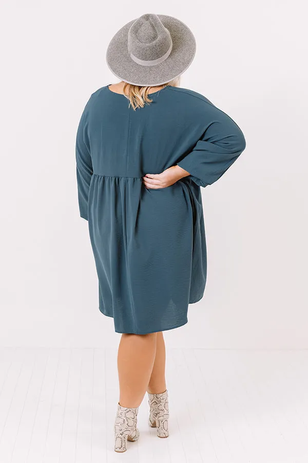 Charming Pose Babydoll Dress In Teal   Curves