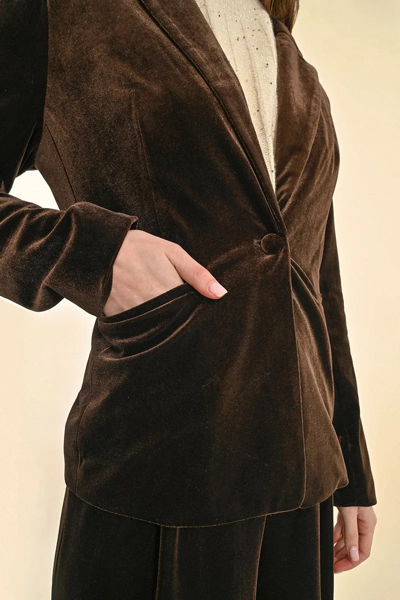 Chocolate Brown Velvet Blazer