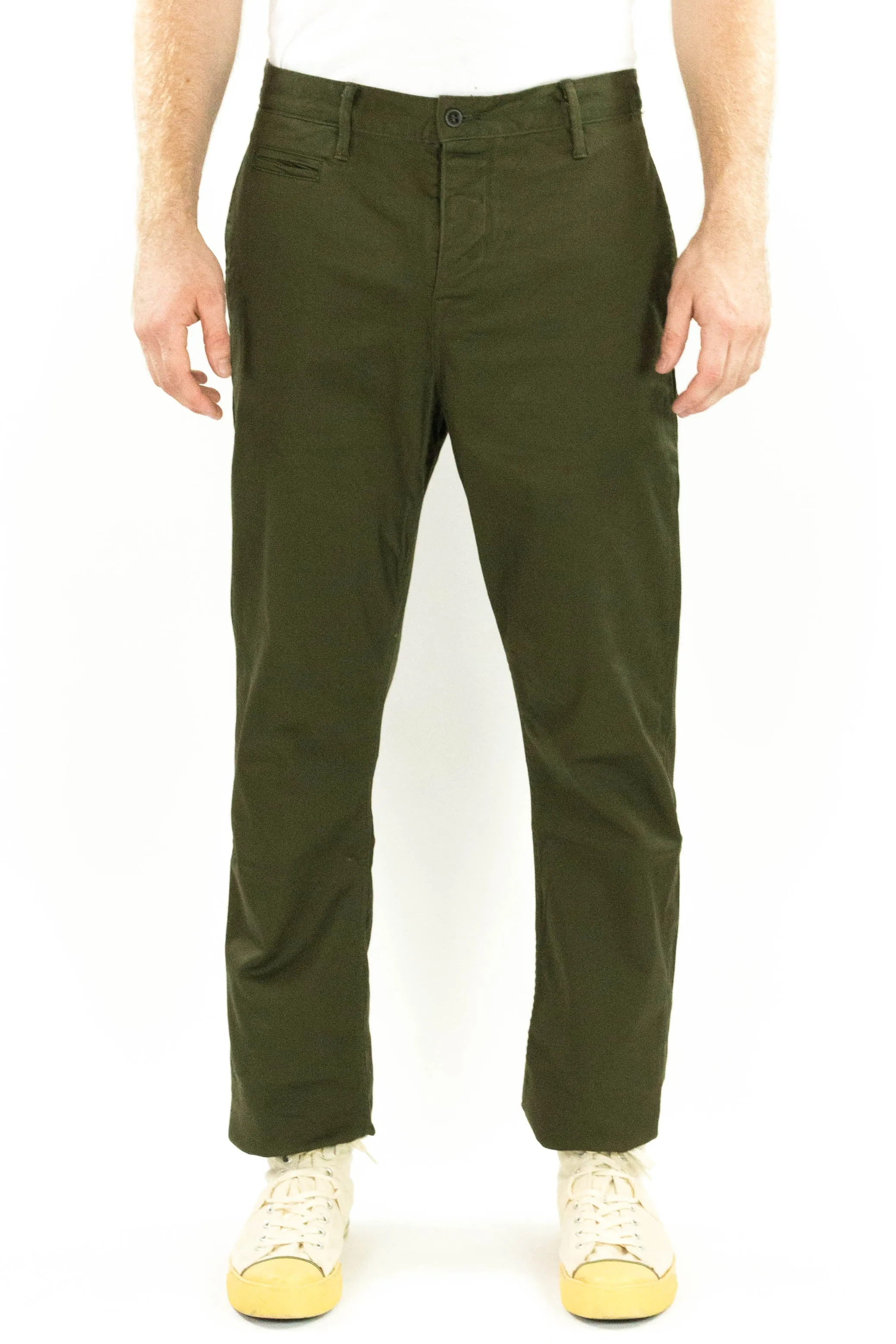 Coal Miner Olive 9 oz Japanese stretch sateen twill