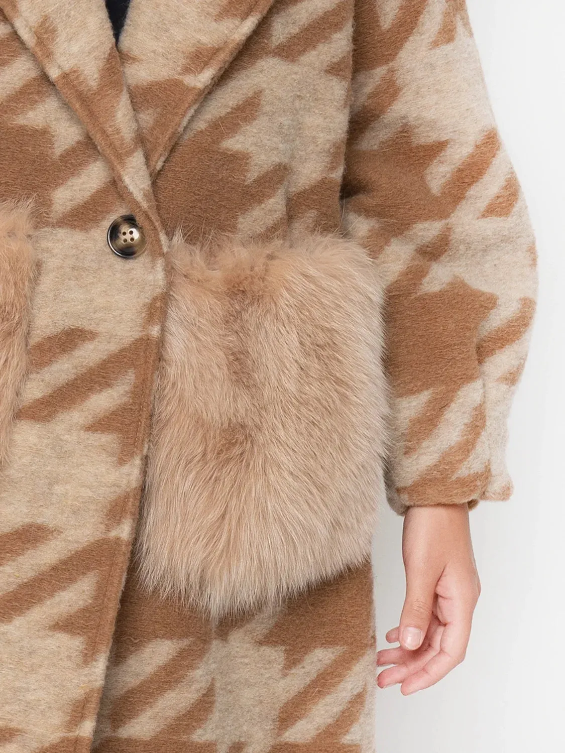 COAT - beige and brown fox fur pockets and collar